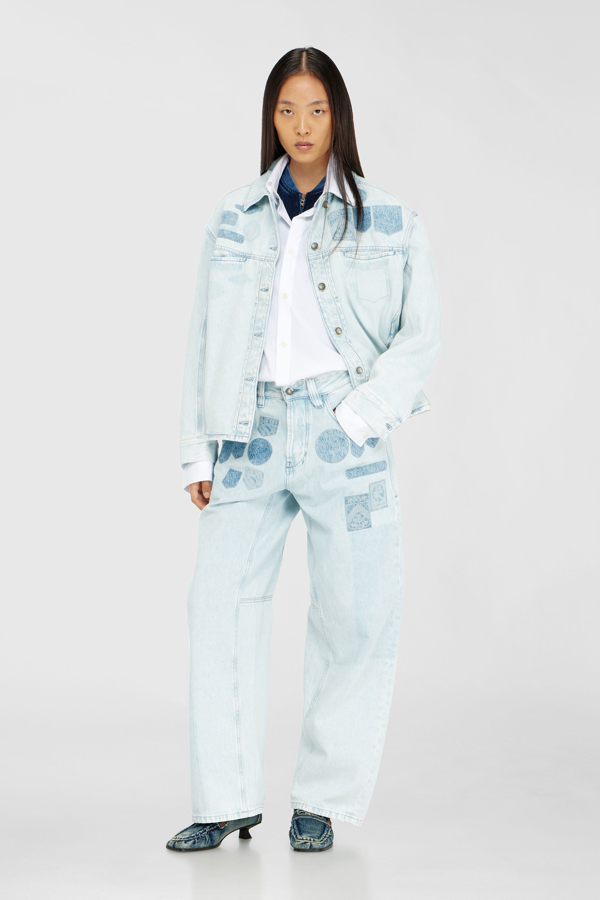Diesel - D-RYMAVO-S, Unisex Denim overshirt mit patch-effekten in Hellblau - 7