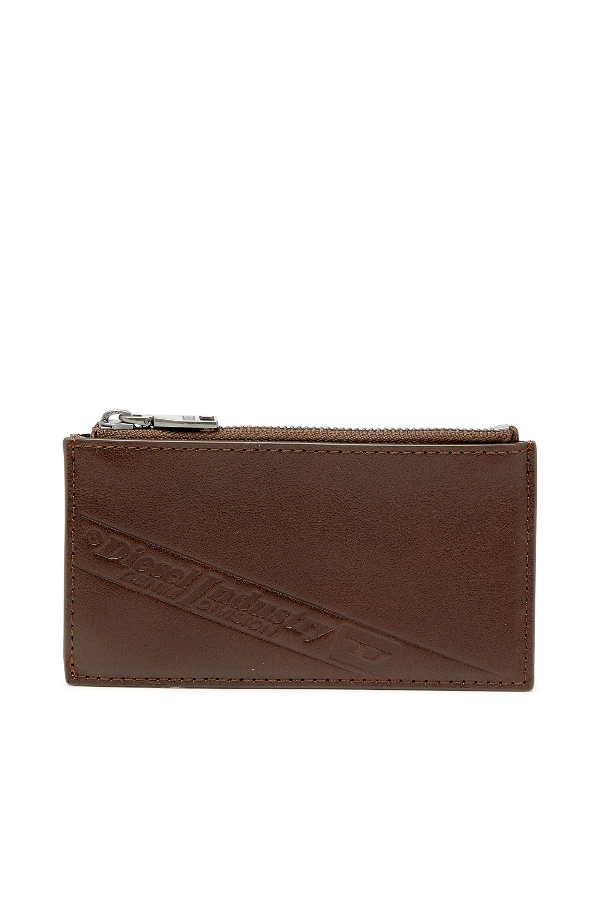 Diesel - FLAG-D CARD HOLDER III, Herren Leder-Kartenetui mit Rei&szlig;verschluss in Braun - 1