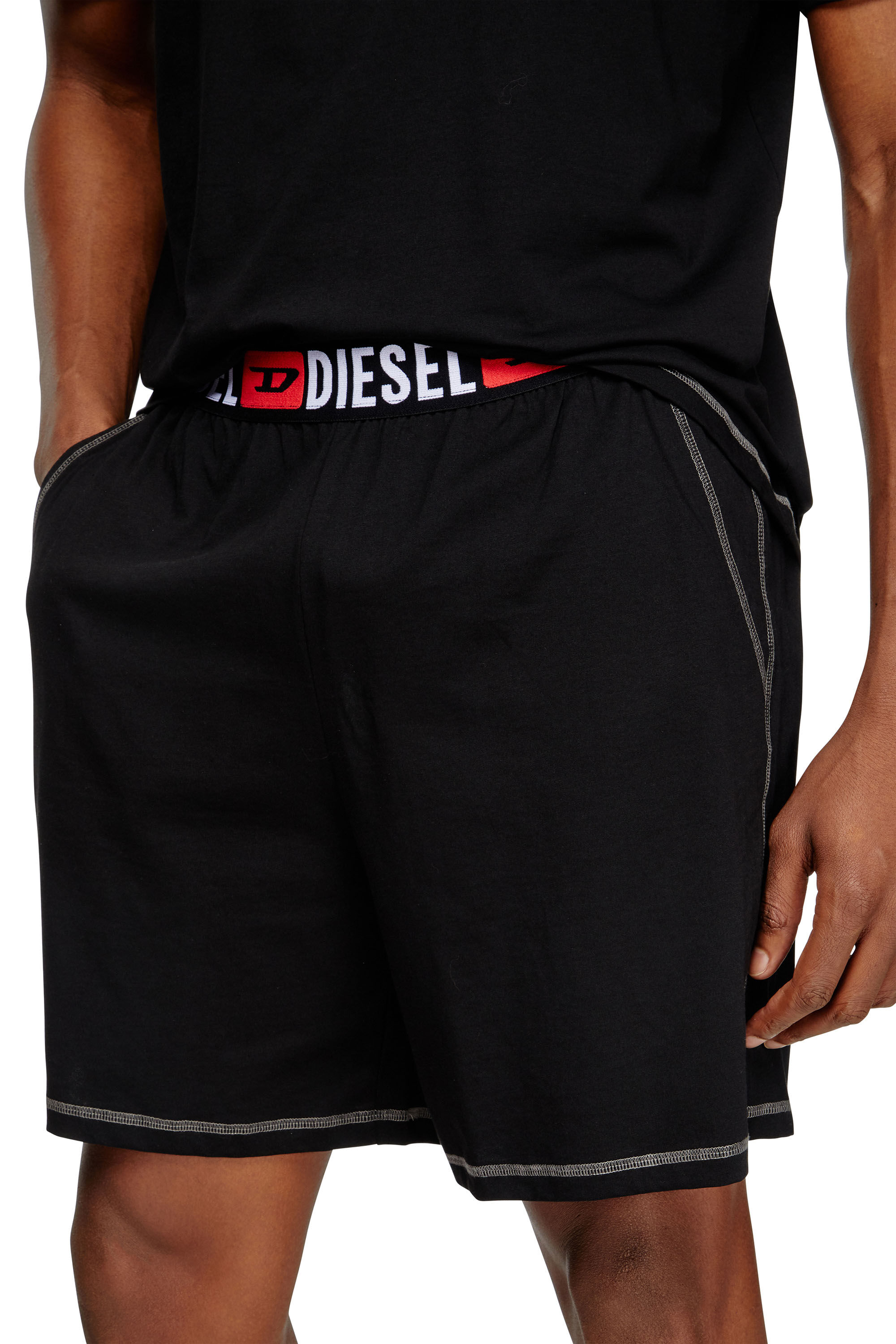 Diesel - SET-ADAM-D-CORE, Herren Kurze Pyjamas aus Baumwolljersey in Schwarz - 4