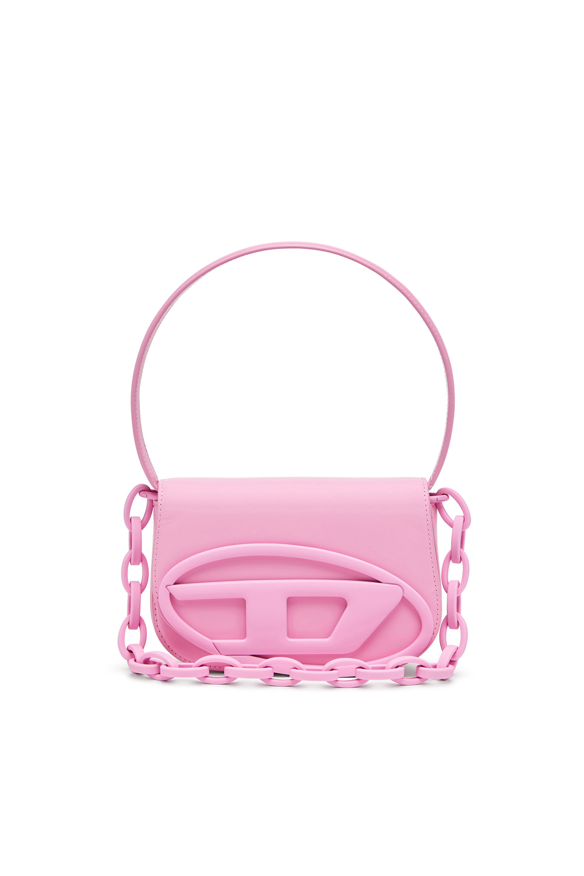 Damen 1DR Ikonische Schultertasche aus mattem Leder Rosa Diesel