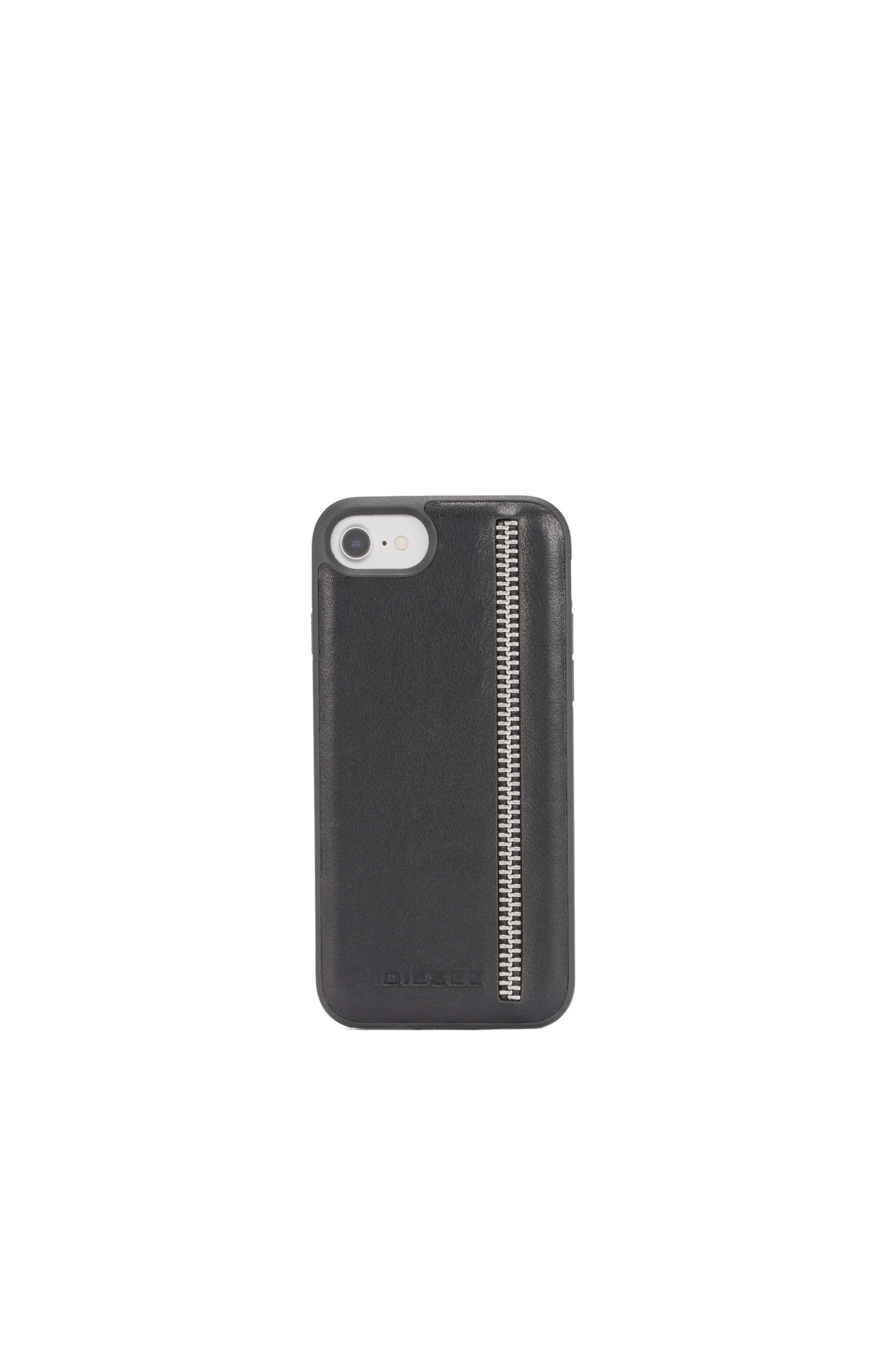 Diesel - ZIP BLACK LEATHER IPHONE 8/7/6s/6 CASE, Unisex Schutzhülle aus schwarzem Leder mit Reißverschlussdetail, iPhone 8/7/6s/6 in Schwarz - 2