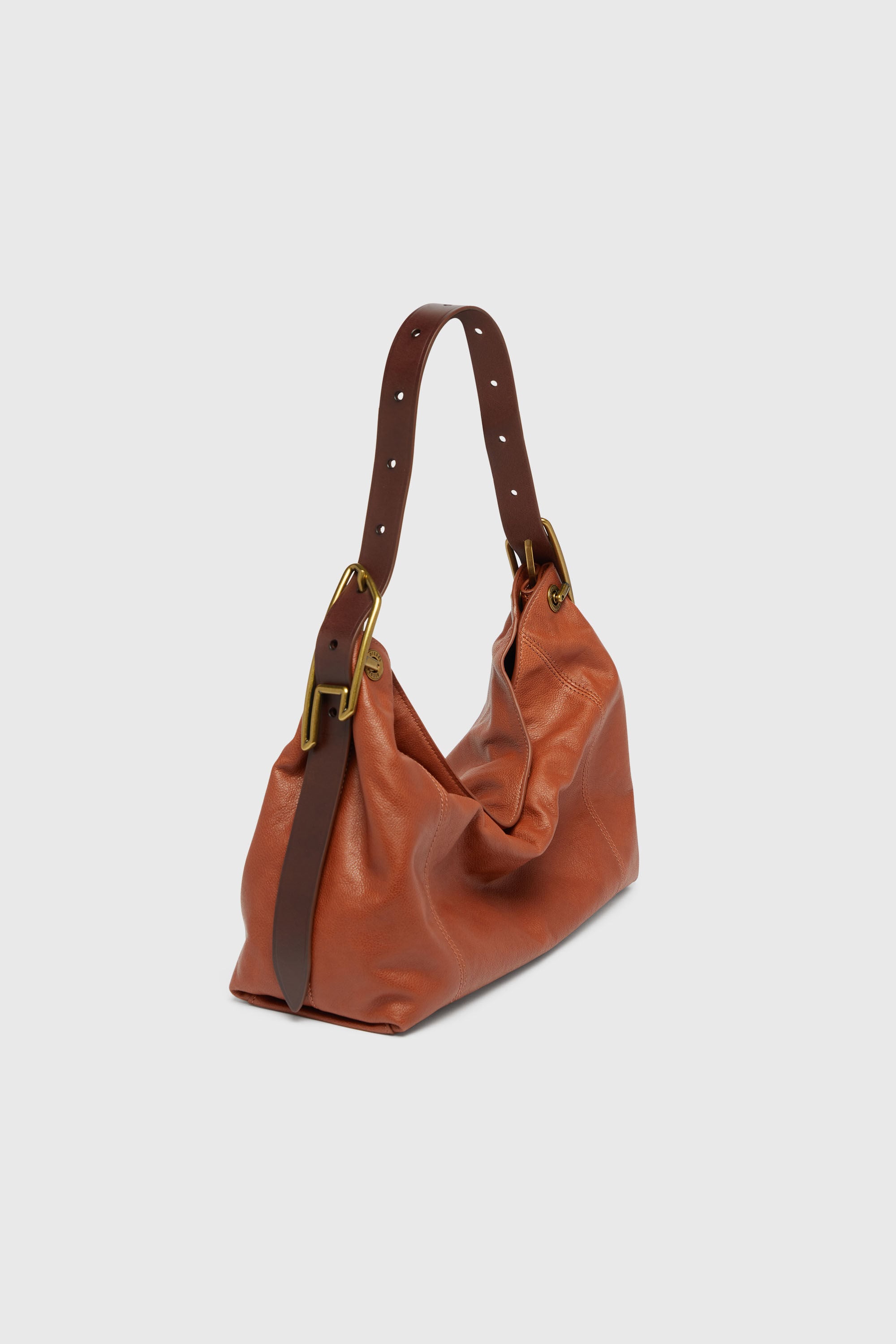 Diesel - D-LINE HOBO S, Damen D-Line-Schultertasche aus gl&auml;nzendem, geknittertem Leder in Braun - 7