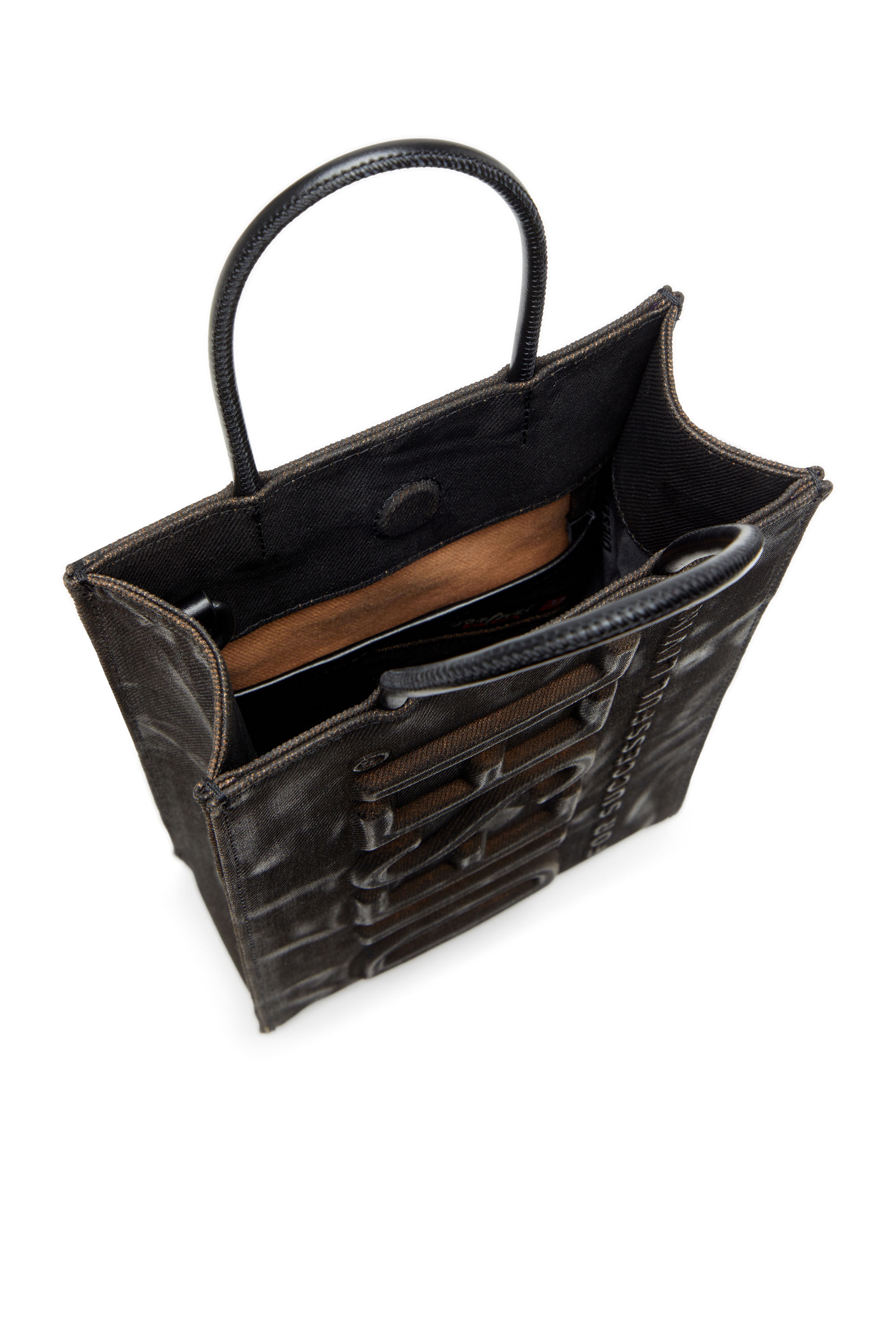 Diesel - LES SHOPPERS SHOPPER M X, Herren Les Shoppers-Tragetasche aus beschichtetem beflocktem Denim in Schwarz - 2
