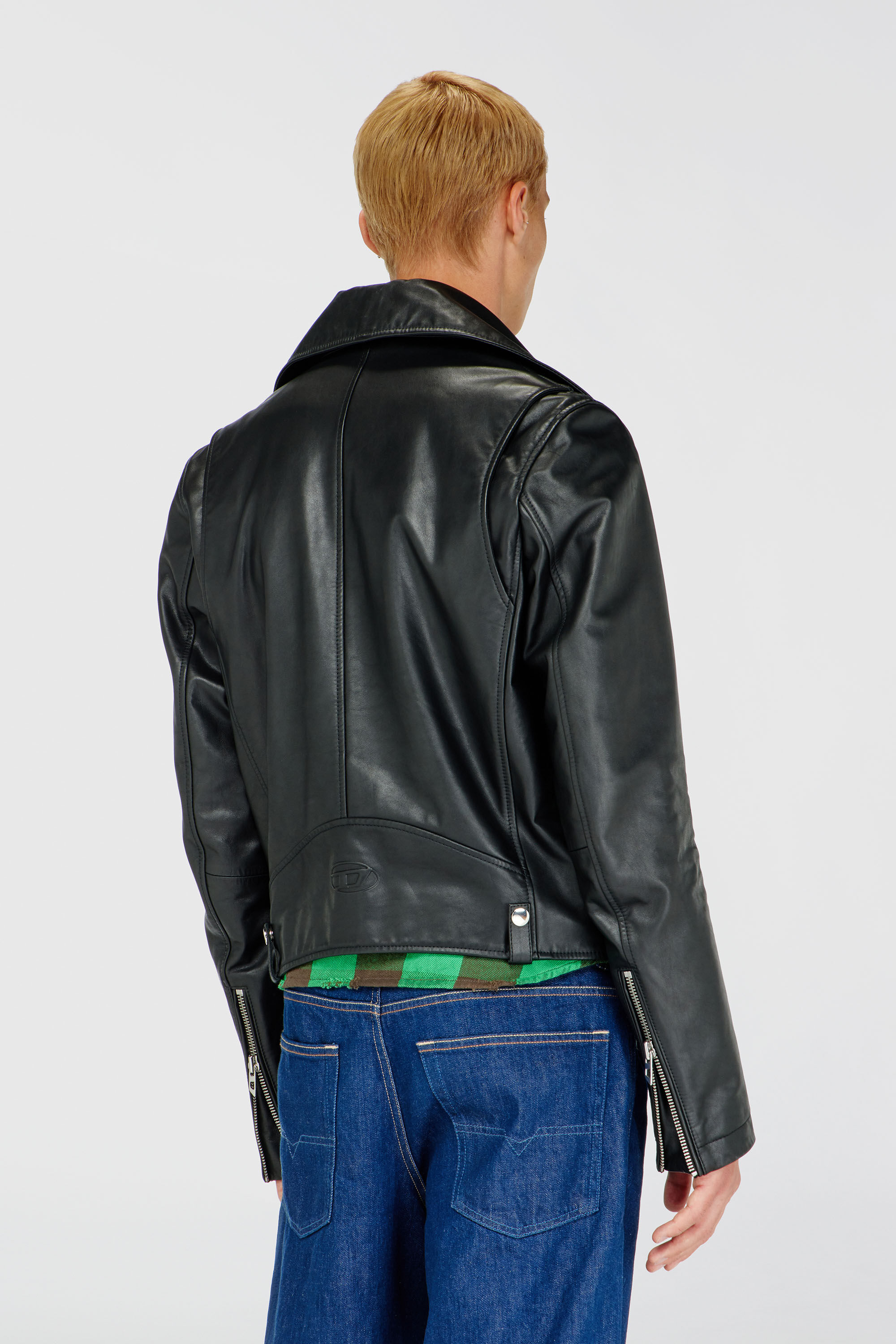 Diesel - L-EO-WRD, Herren Bikerjacke aus gewachstem Leder in Schwarz - 4