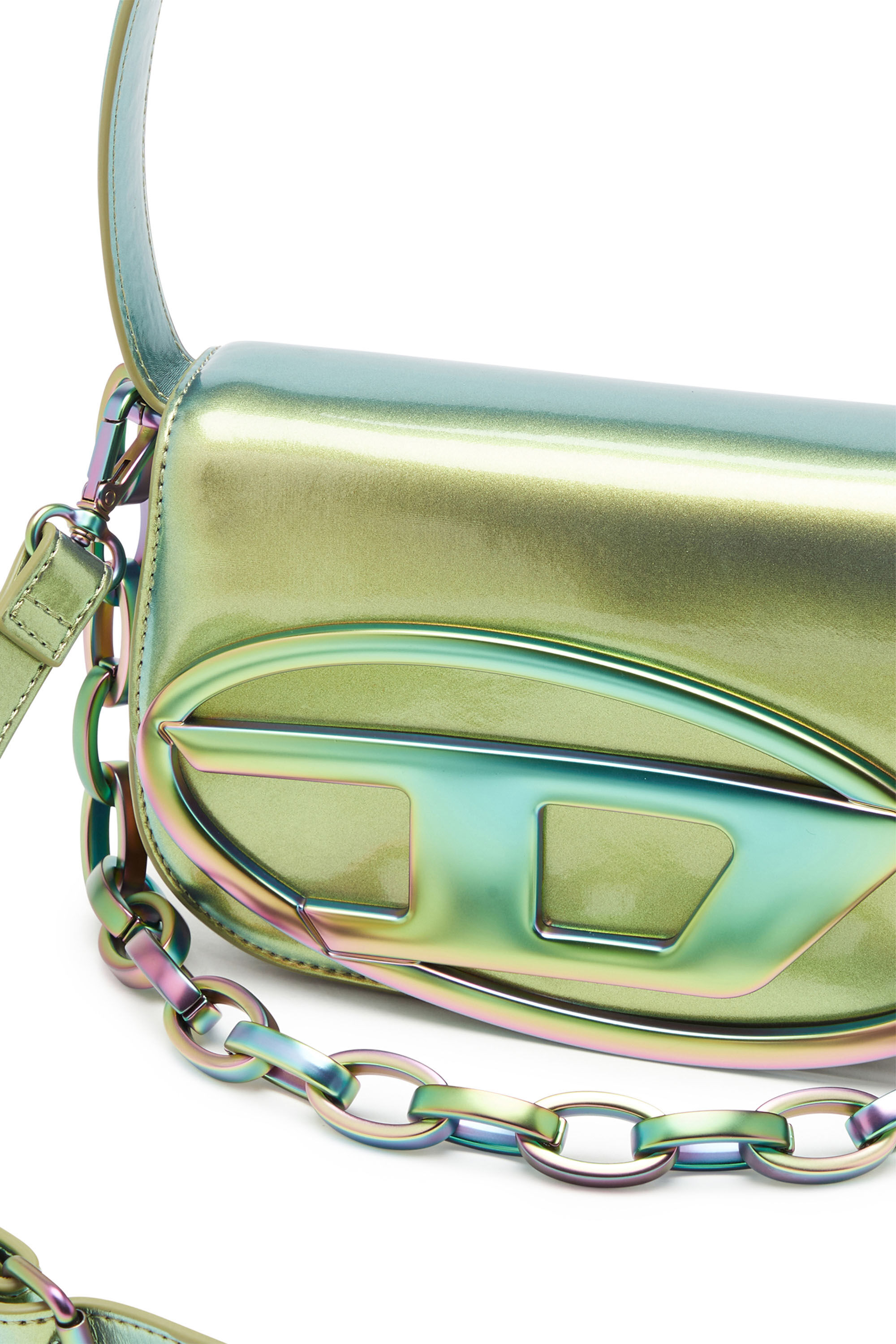 Diesel - 1DR, Damen 1DR-Ikonische Schultertasche mit schillerndem Effekt in Gelb/Grün - 2