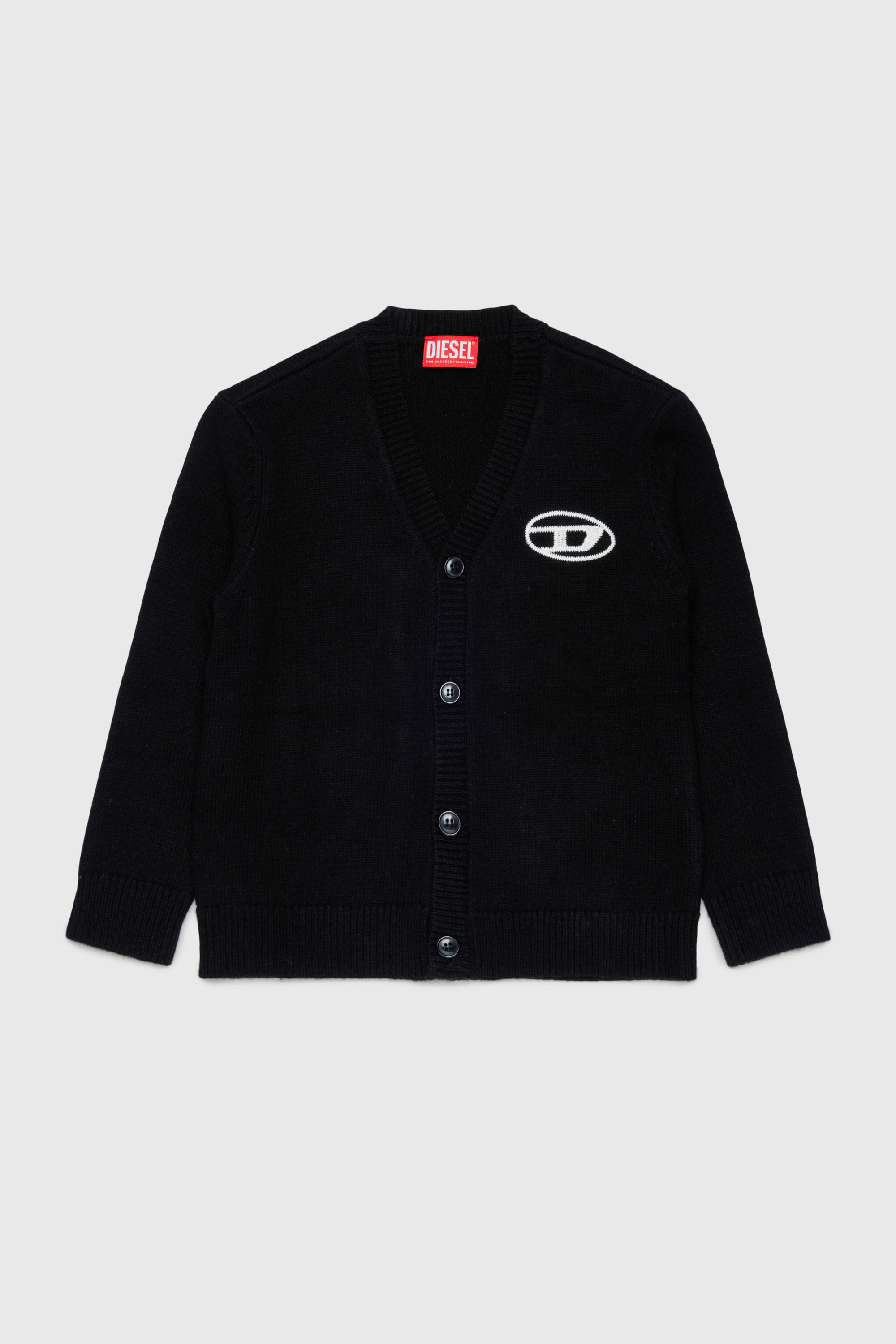 Diesel - KLABO CARDIGAN OVER, Herren Cardigan mit Kaschmir und Oval D Logo in Schwarz - 1