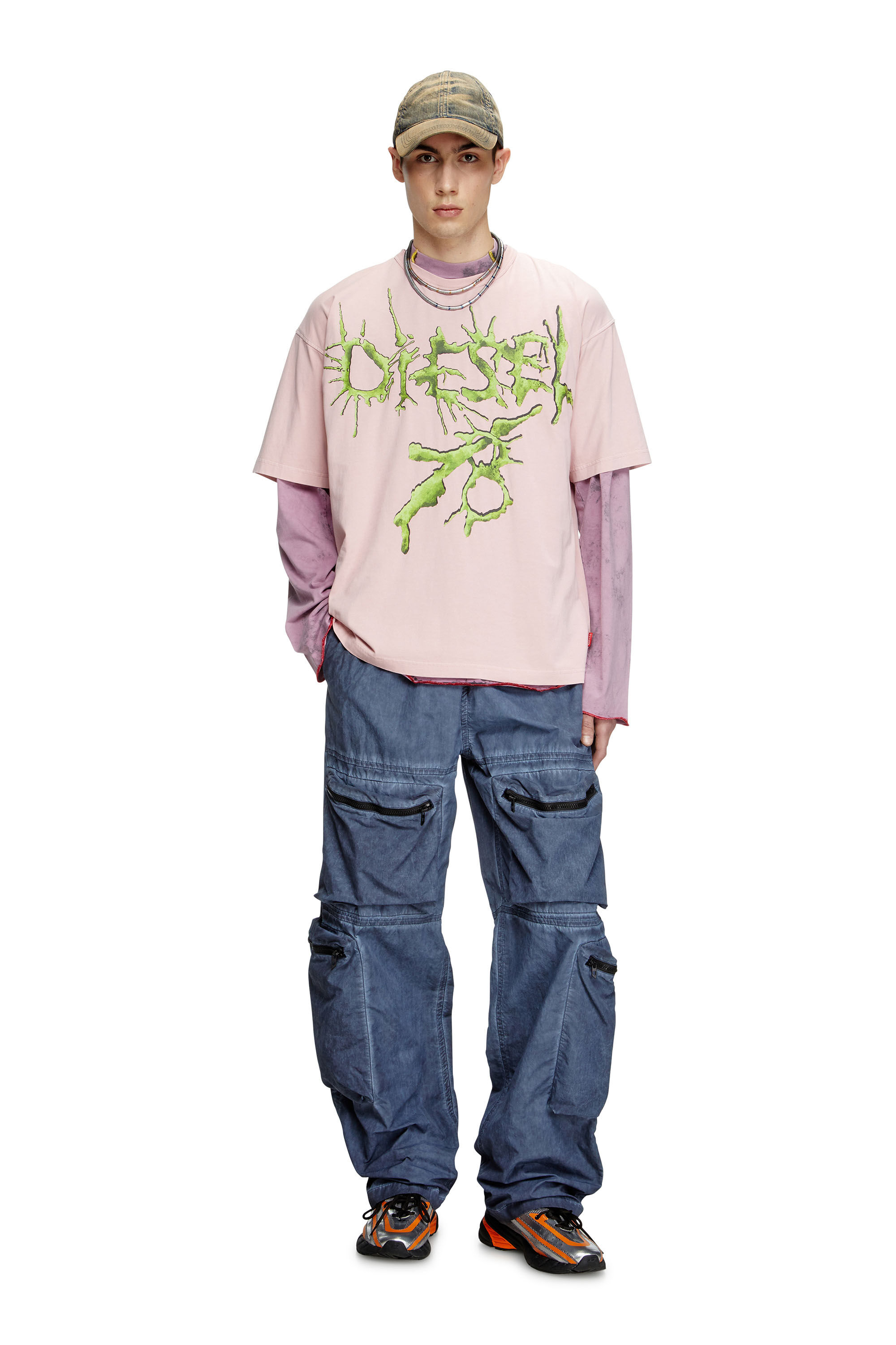 Diesel - T-BOXT-R28, Herren T-Shirt mit Tattoo-Grafiken in Rosa - 1