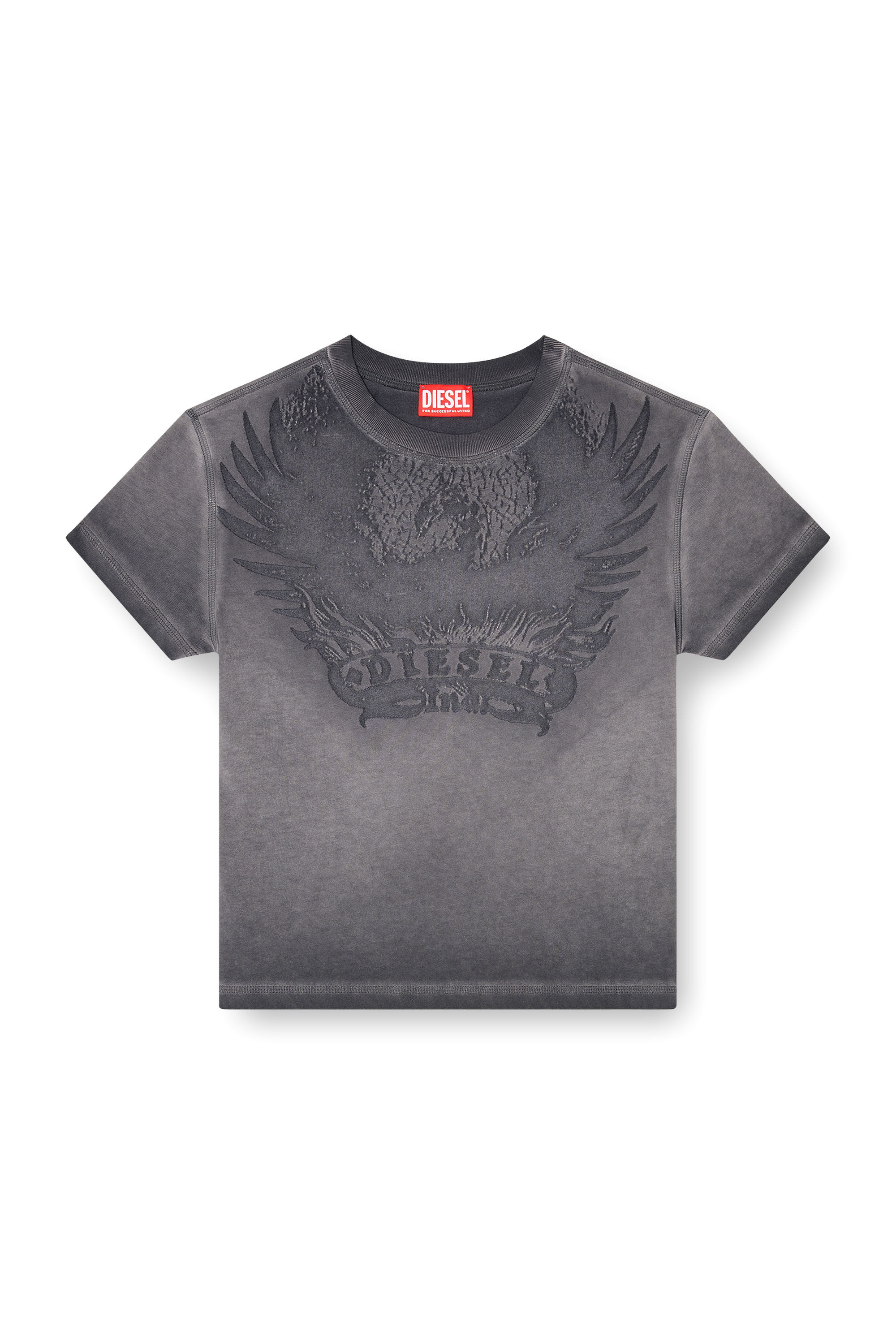 Diesel - T-ILA-AA7, Damen Slim T-shirt mit d&eacute;vor&eacute; Phoenix in Grau - 2