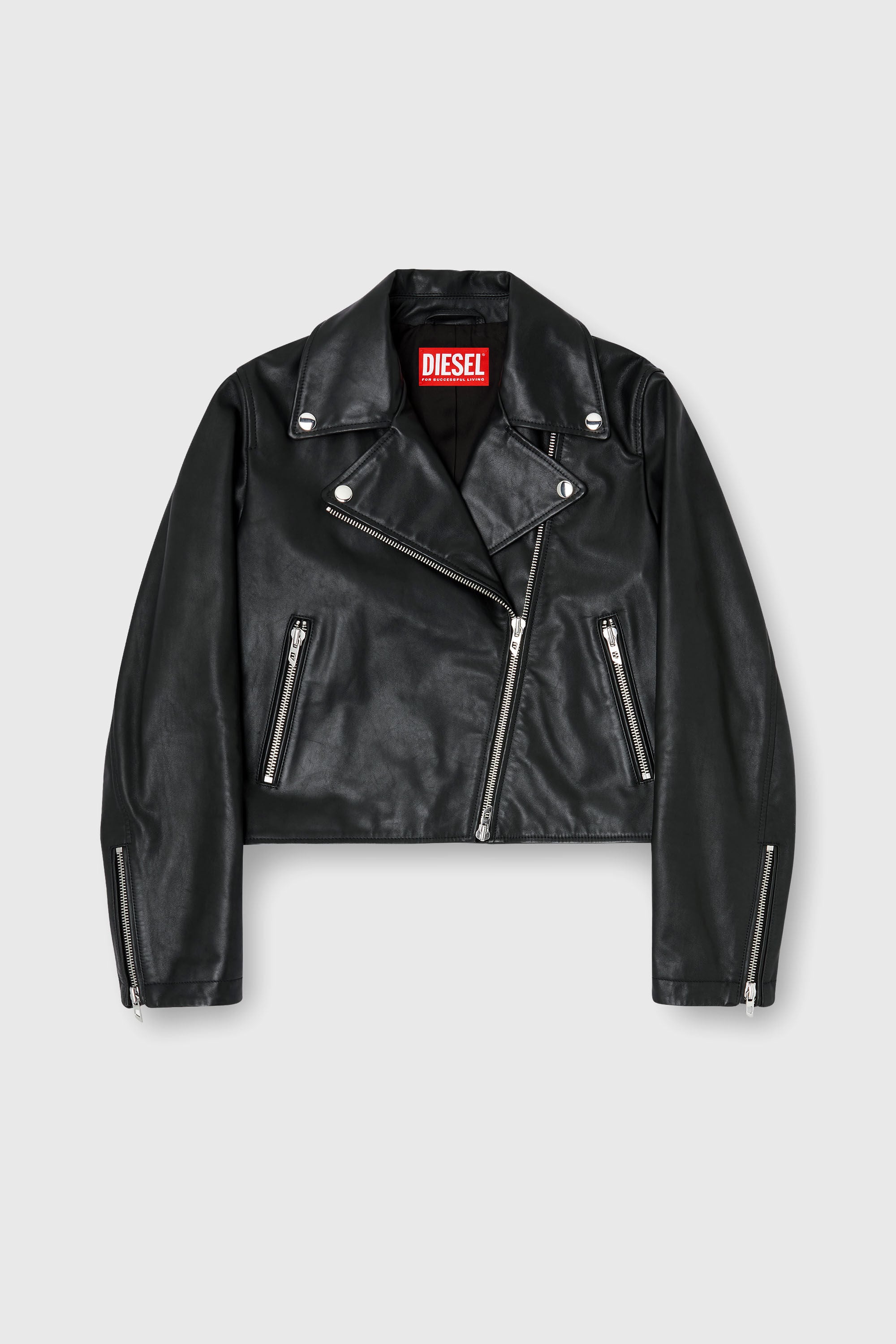 Diesel - L-UNATIC, Damen Bikerjacke aus gewachstem Leder in Schwarz - 2