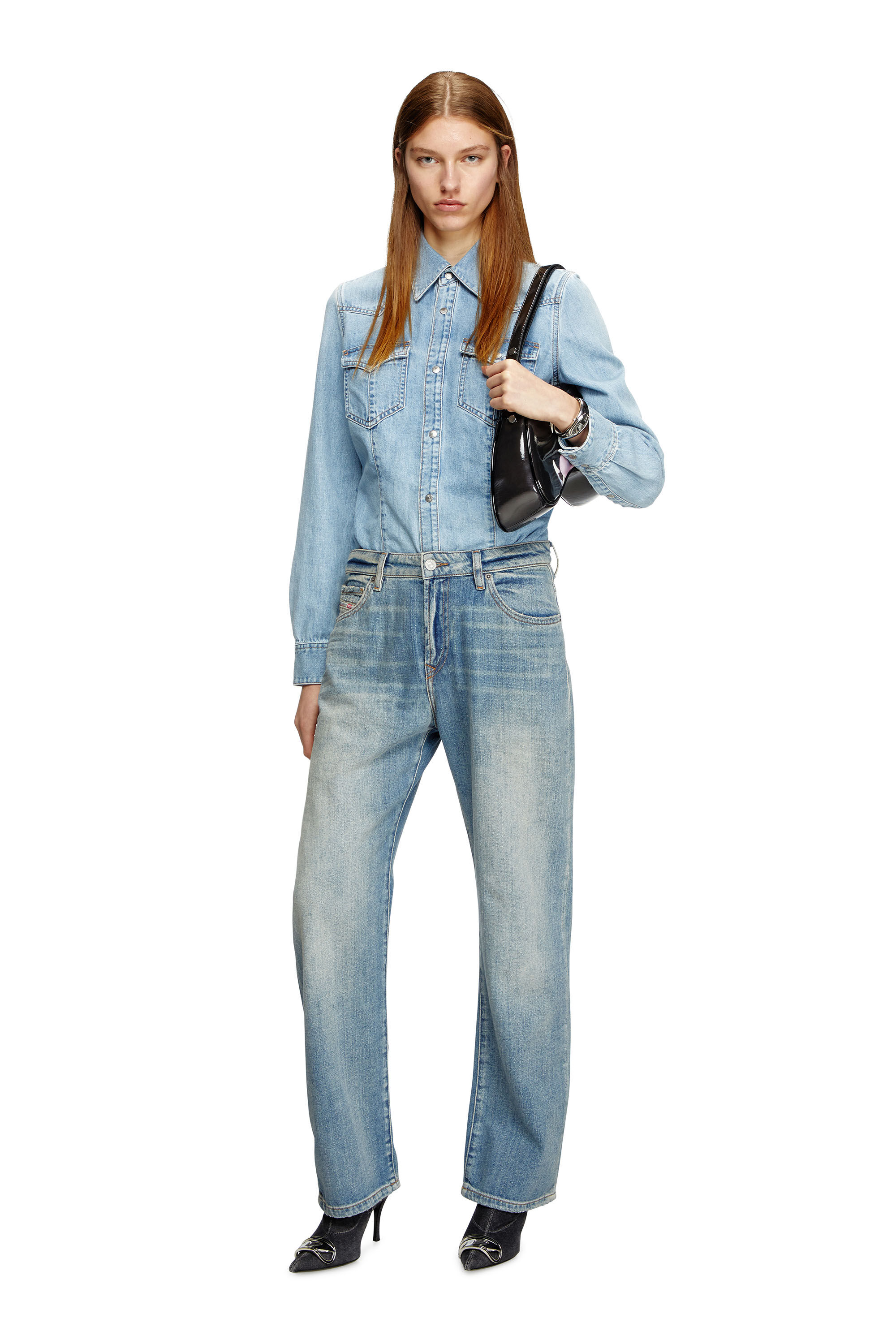 Damen Western-Shirt aus Denim | Blau | Diesel