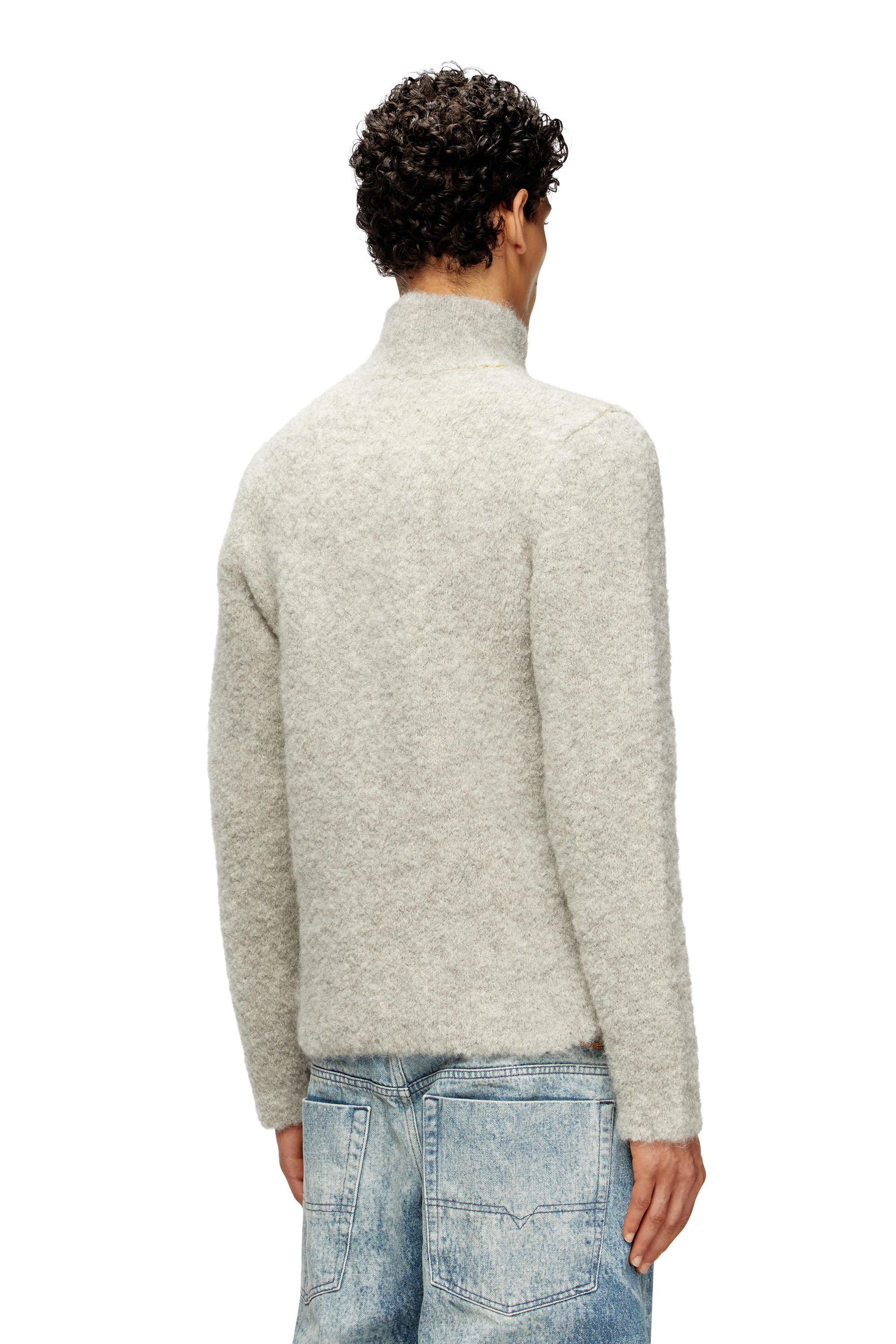 Diesel - K-ELLER, Herren Halbreißverschluss-Pullover mit kontrastierendem Innenfutter in Grau - 4