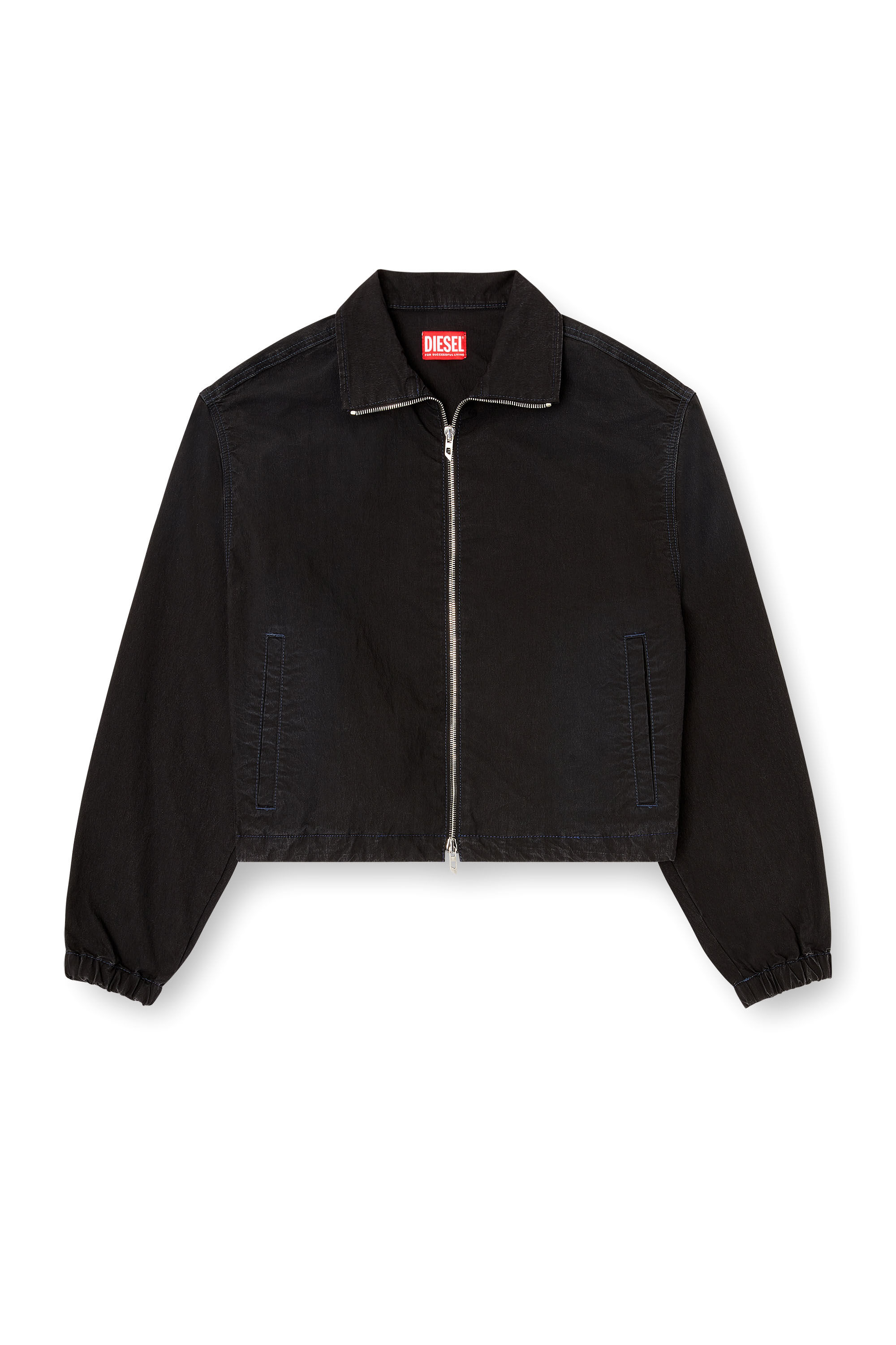 Diesel - DE-SANDERZ JOGG, Damen Technische hochgeschlossene Jacke aus JoggJeans in Schwarz - 2