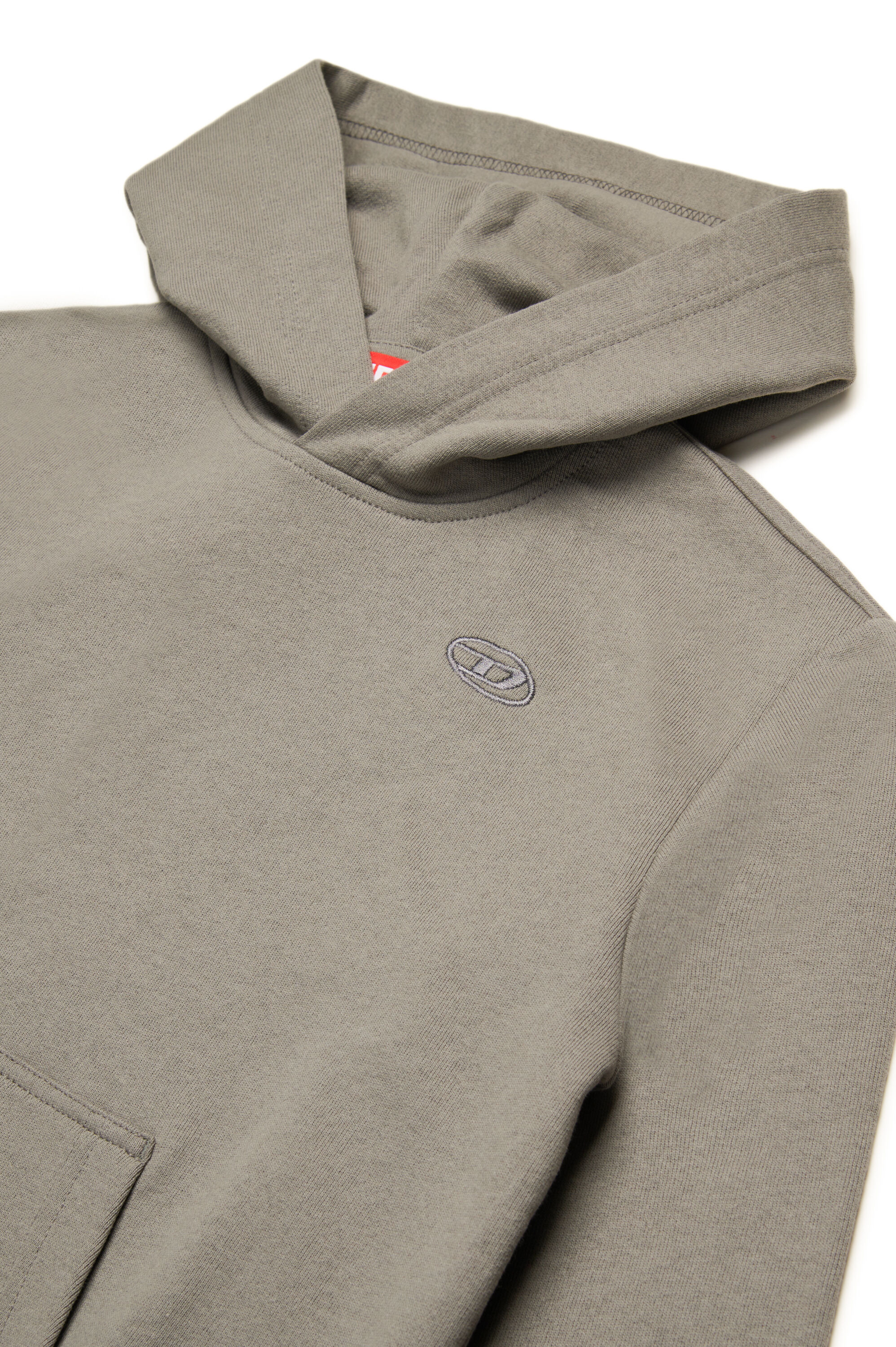 Diesel - SMACSHOODMEGOVALD OVER, Herren Kapuzenpullover mit großer Oval D-Stickerei in Grau - 3