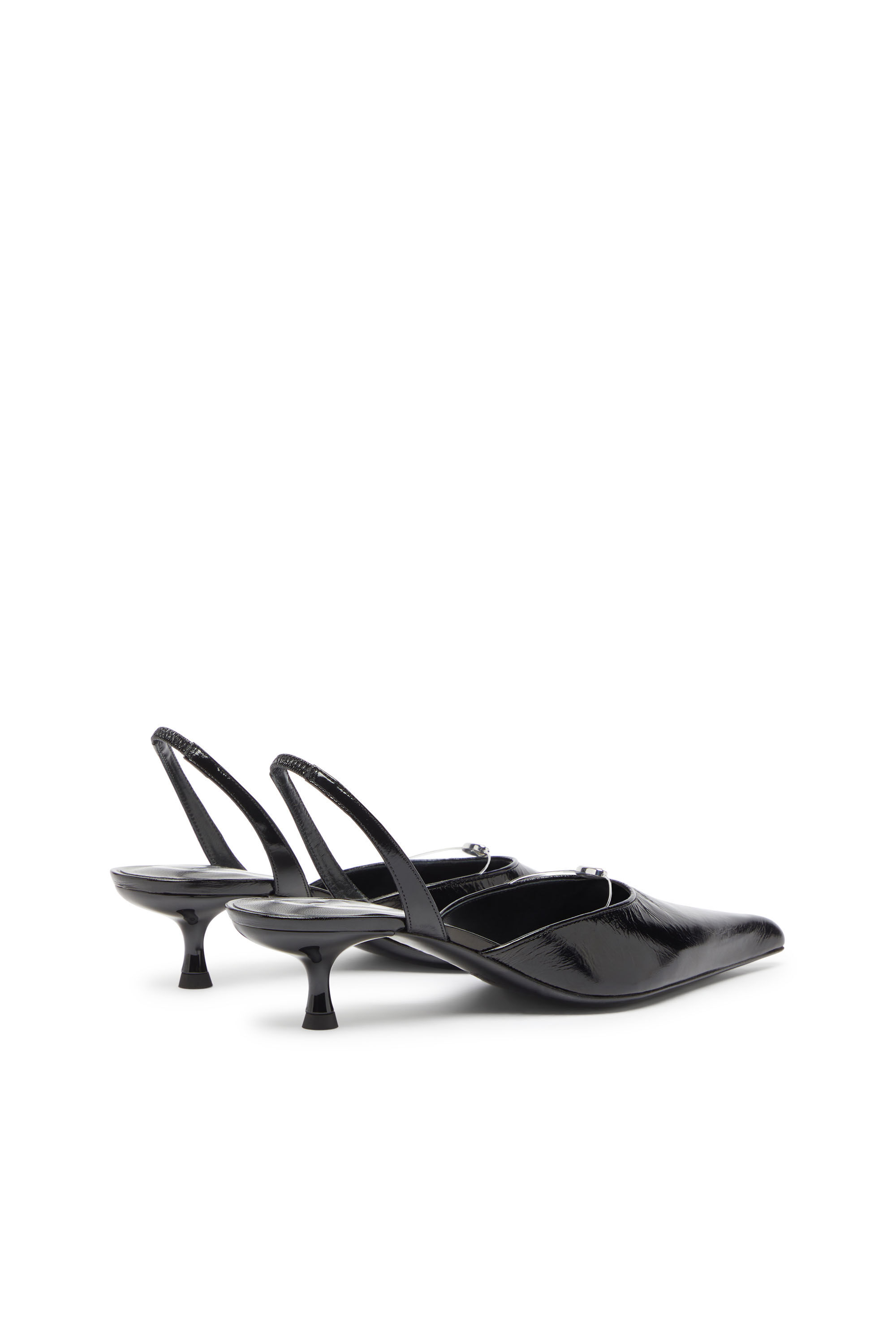 Diesel - D-JEWELS 40 D'OR, Damen D-Ten&Half - Lederslingbacks mit Oval D Schmuck in Schwarz - 3