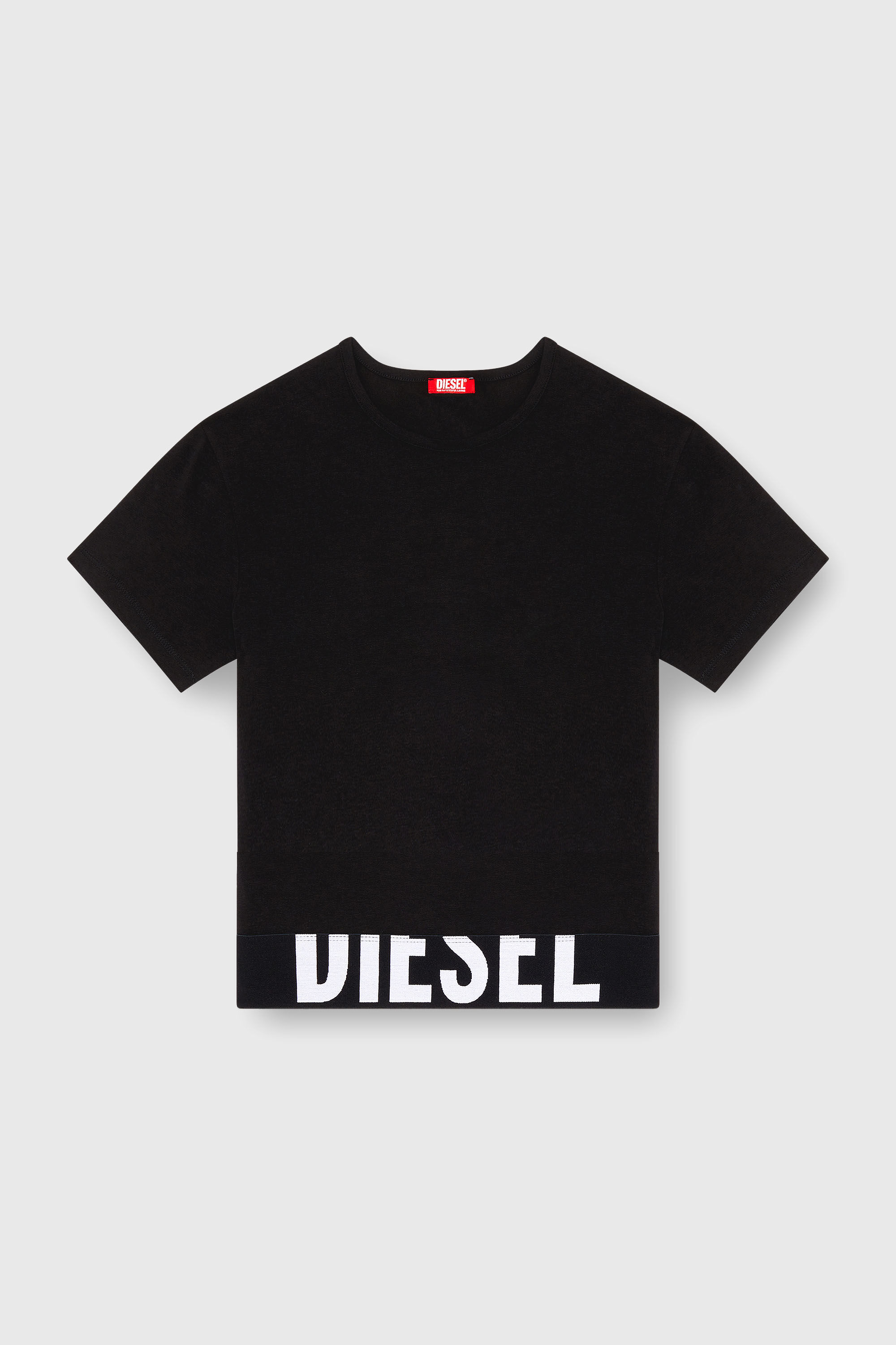 Diesel - UFTEE-SPORT-CROPPED-T-SHIRT, Damen Sportliches verk&uuml;rztes Top mit Logo-Band in Schwarz - 2