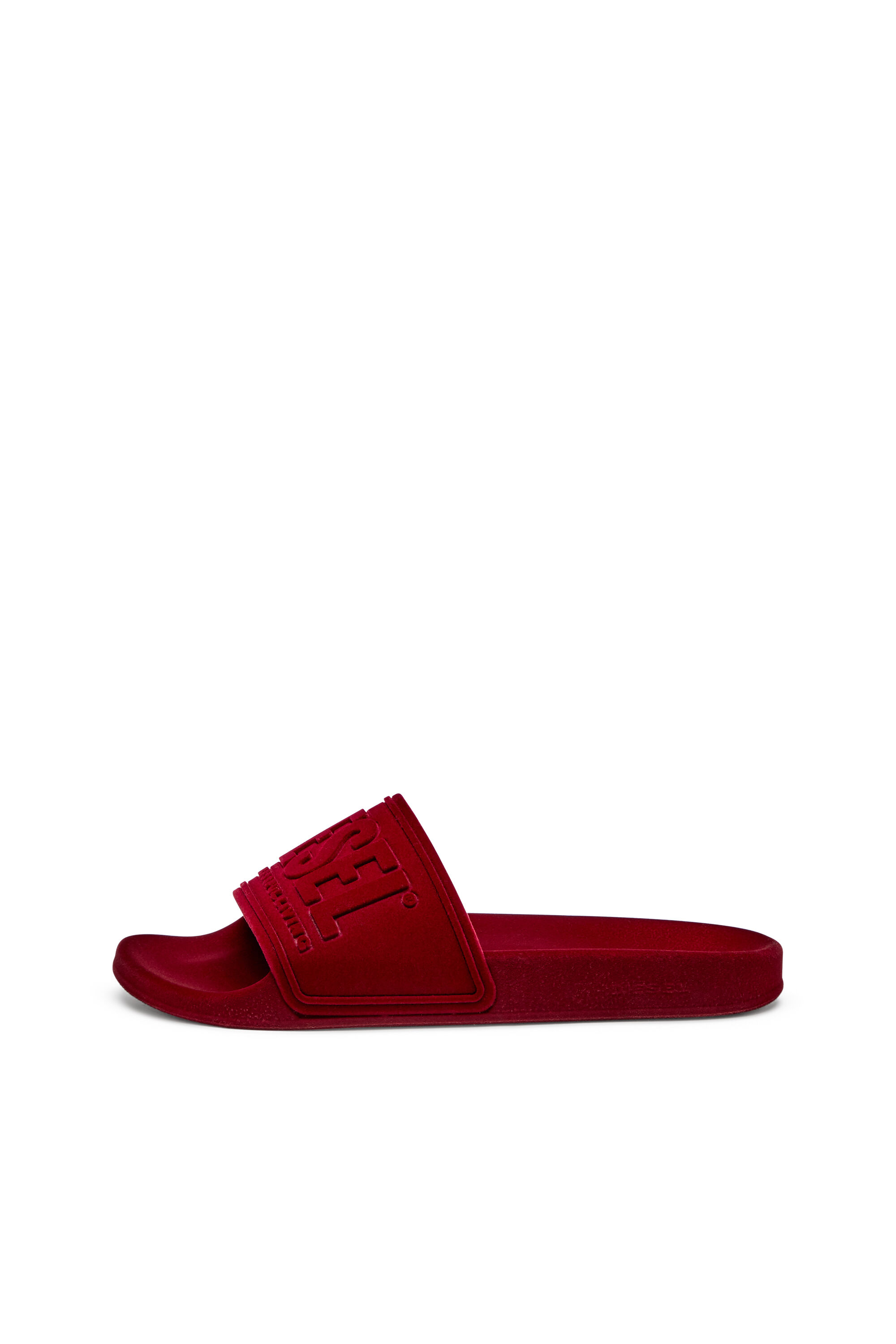 Diesel - SA-MAYEMI CC W, Damen Sa-Mayemi-Poolschlappen mit samtiger Beflockung in Rot - 7