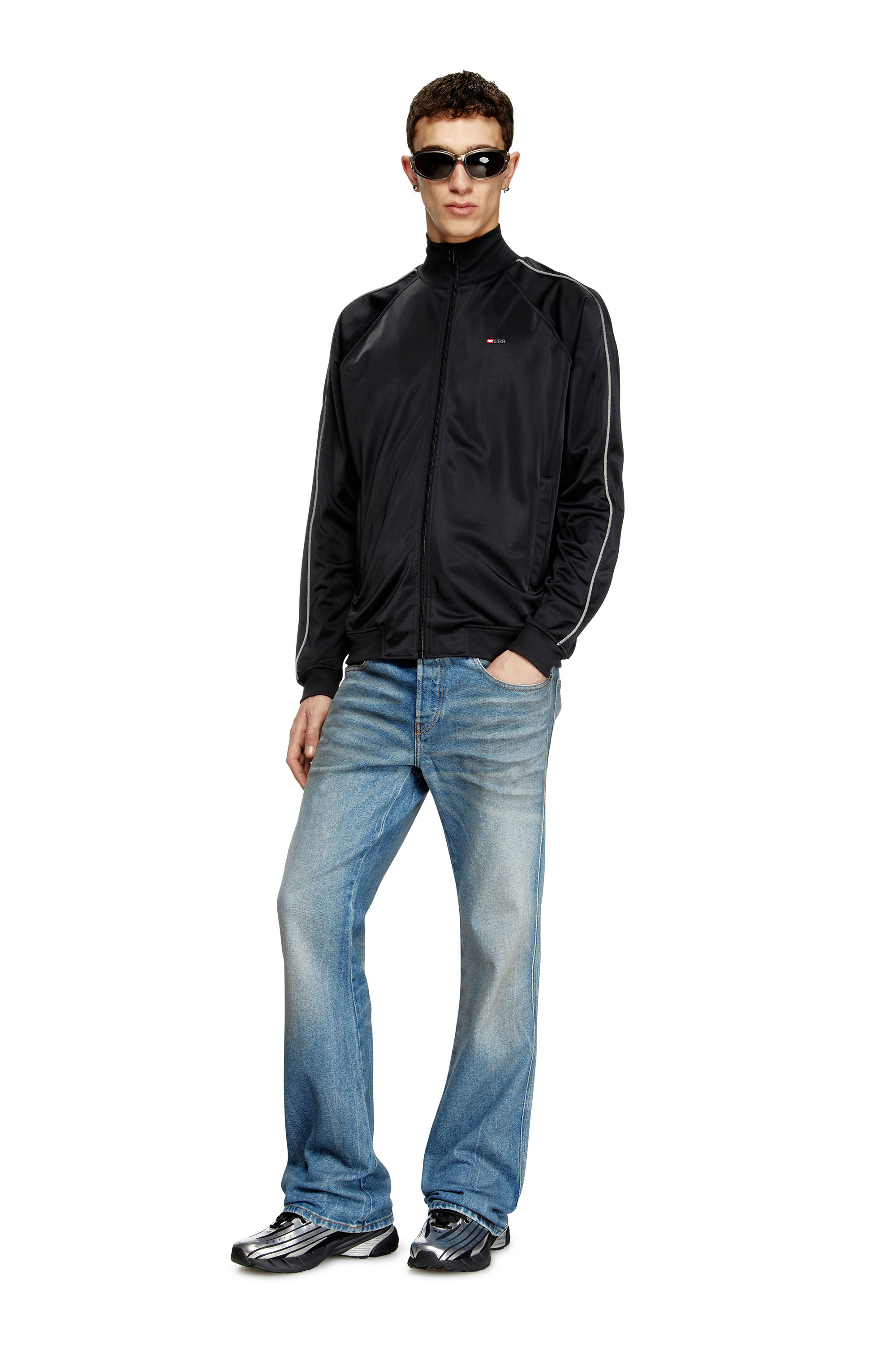 Diesel - S-RARMERO, Herren Trackjacke mit Mikro-Logo-Stickerei in Schwarz - 1