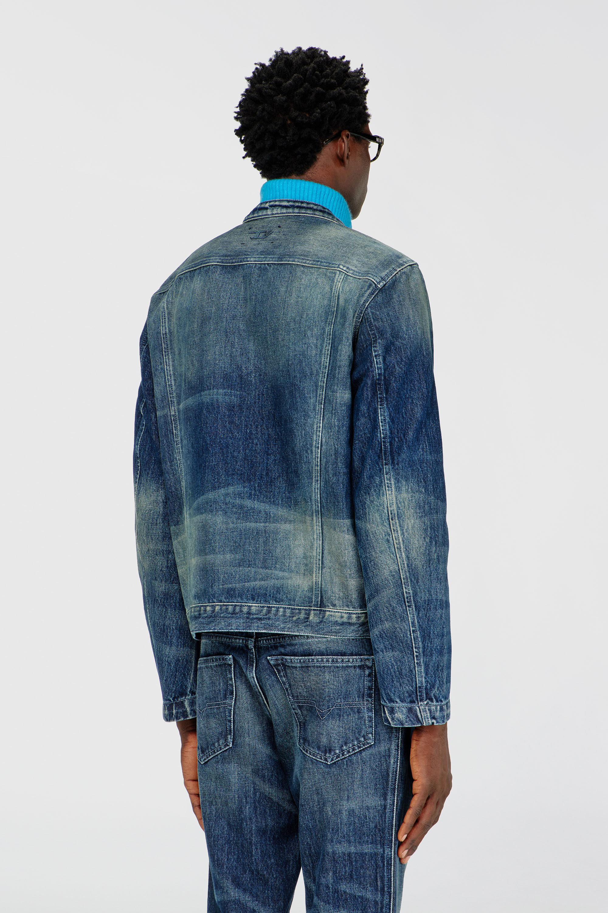 Diesel - D-GLORY-FSJ, Herren Jeansjacke im Biker-Stil aus denim in Dunkelblau - 4