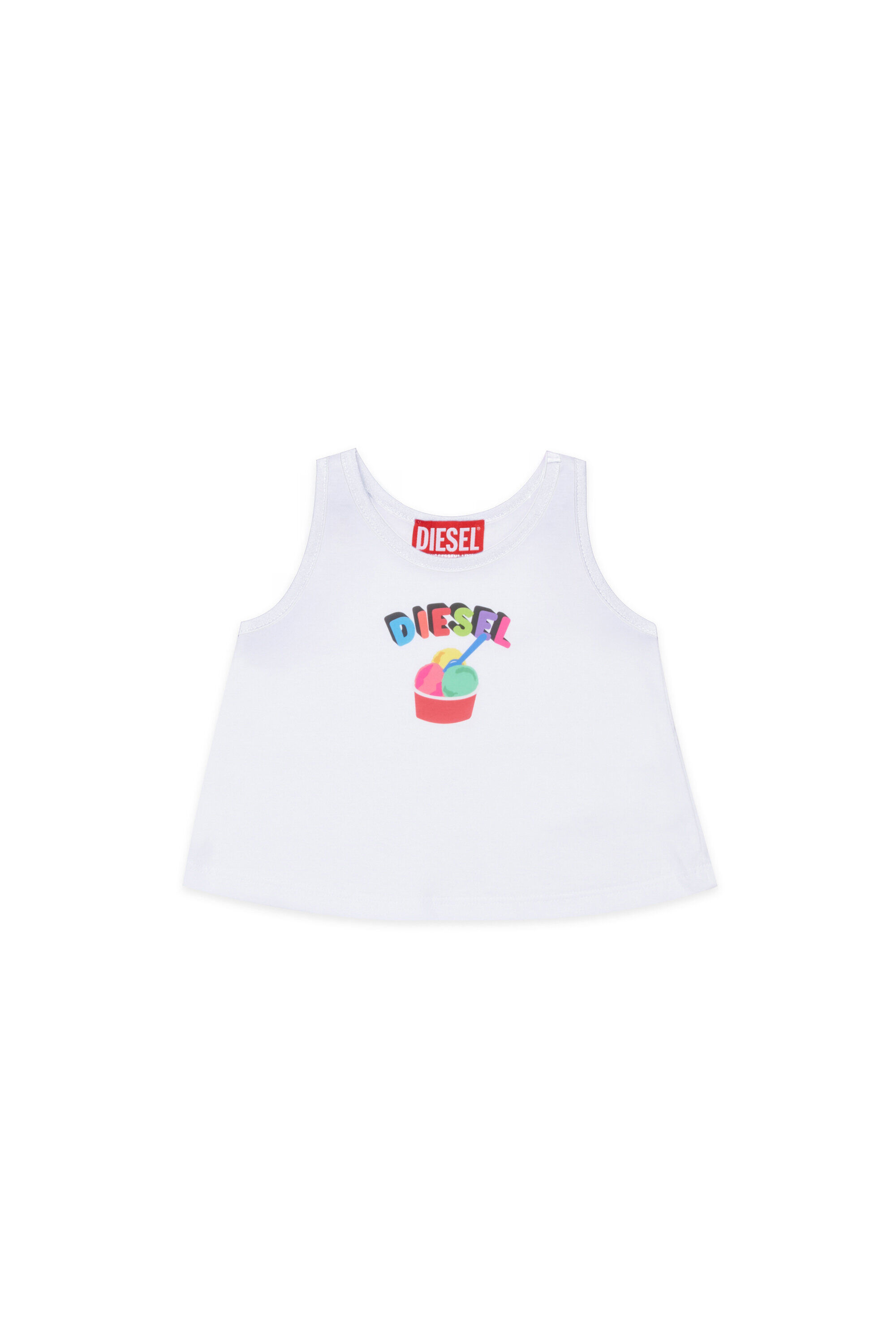 Diesel - MTICEB, Damen Baumwoll-Tanktop mit Eiscreme-Print in Wei&szlig; - 1