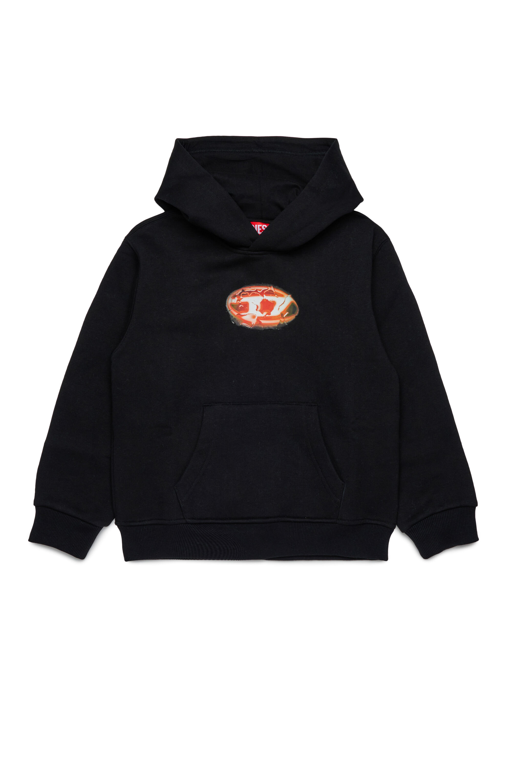 Diesel - SBOXTHOODK3 OVER, Herren Baumwoll-Sweatshirt mit Kängurutasche in Schwarz - 1