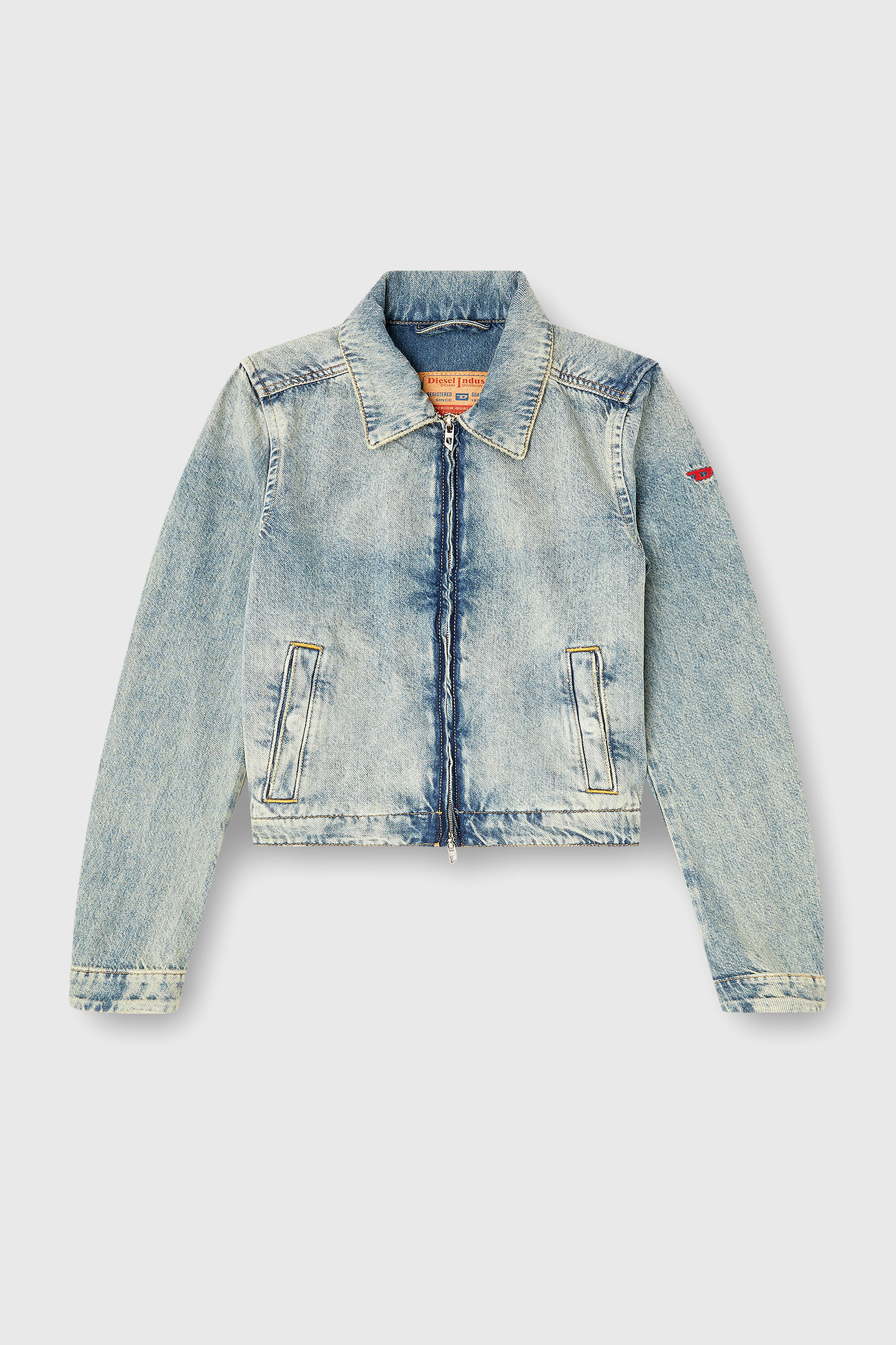 Diesel - DE-CORB, Damen Jacke aus-Denim mit flie&szlig;ender Struktur im Schmutz-Effekt in Hellblau - 2