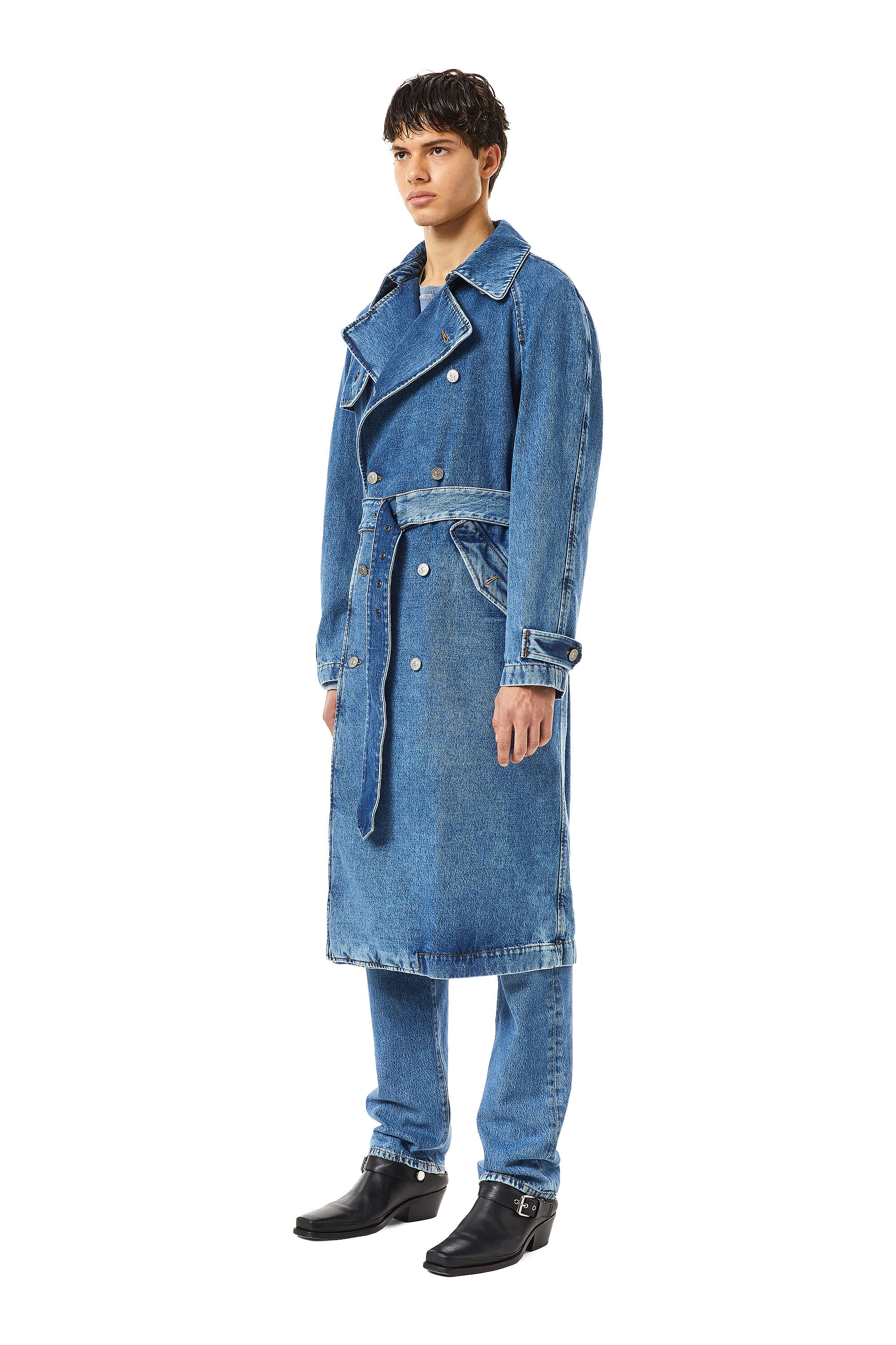 Diesel - D-DELIRIOUS DOUBLE BREASTED TRENCH COAT, Medium blue - Image 5