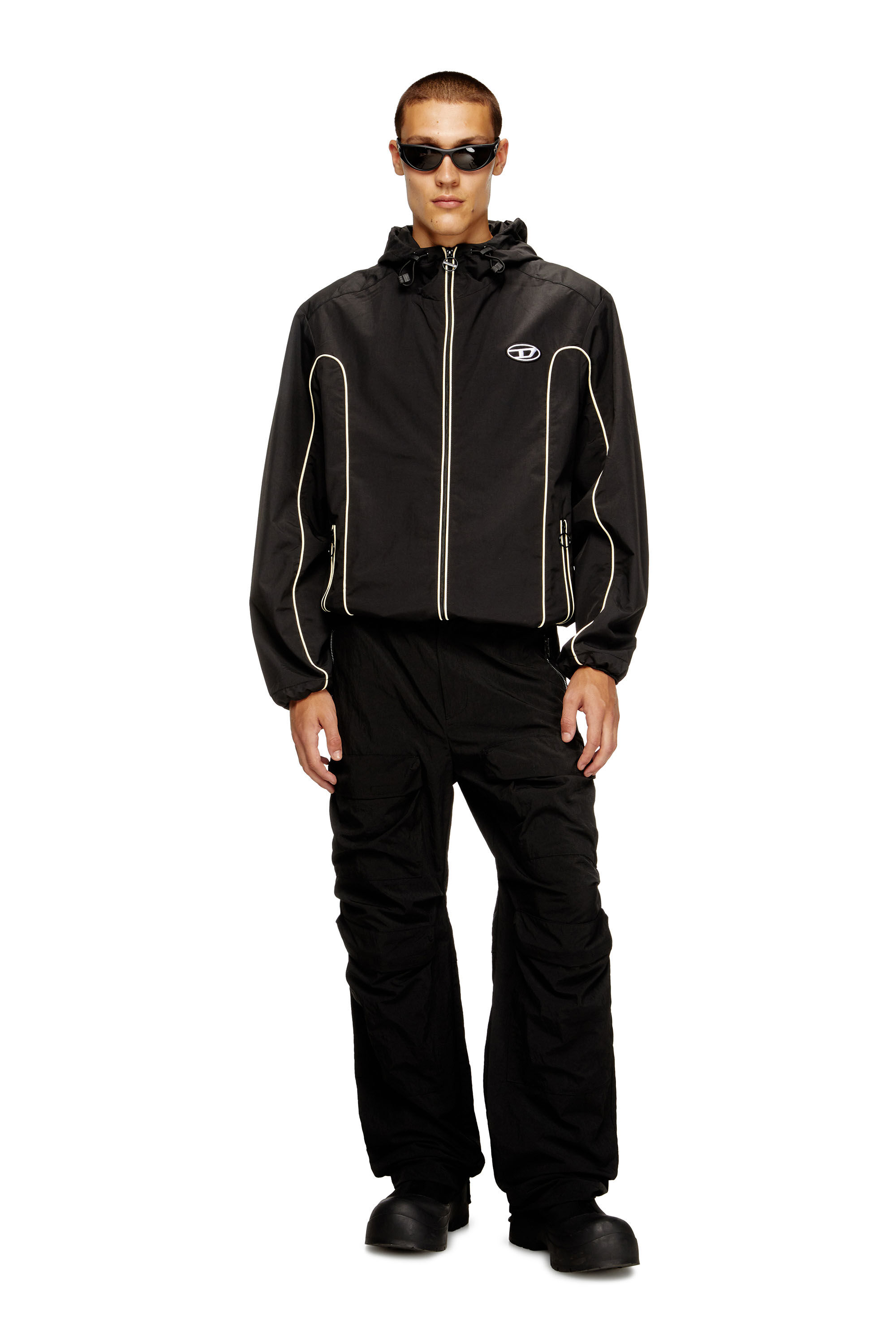 Diesel - J-HIVES, Herren Windjacke mit Kontrastpaspelierung in Schwarz - 1