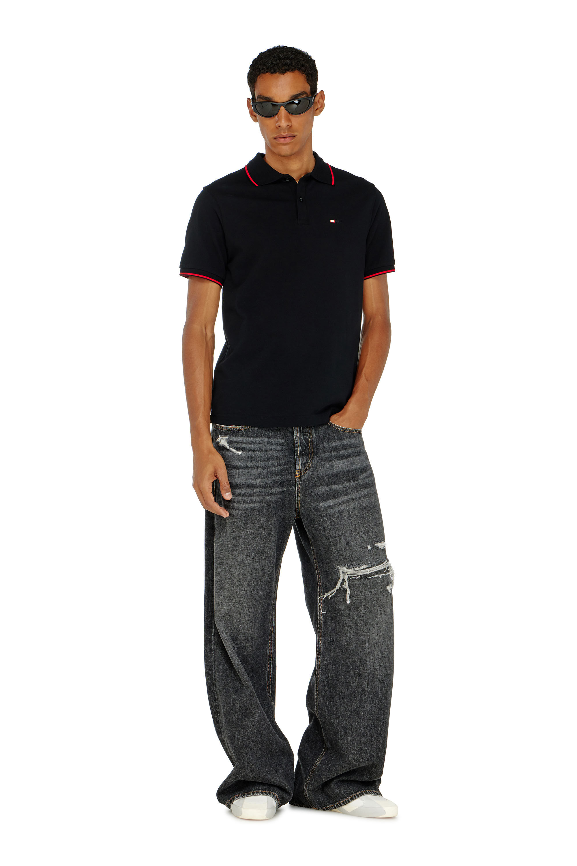 Diesel - T-FERRY-MICRODIV, Herren Poloshirt mit Diesel-Microstickerei in Schwarz - 1