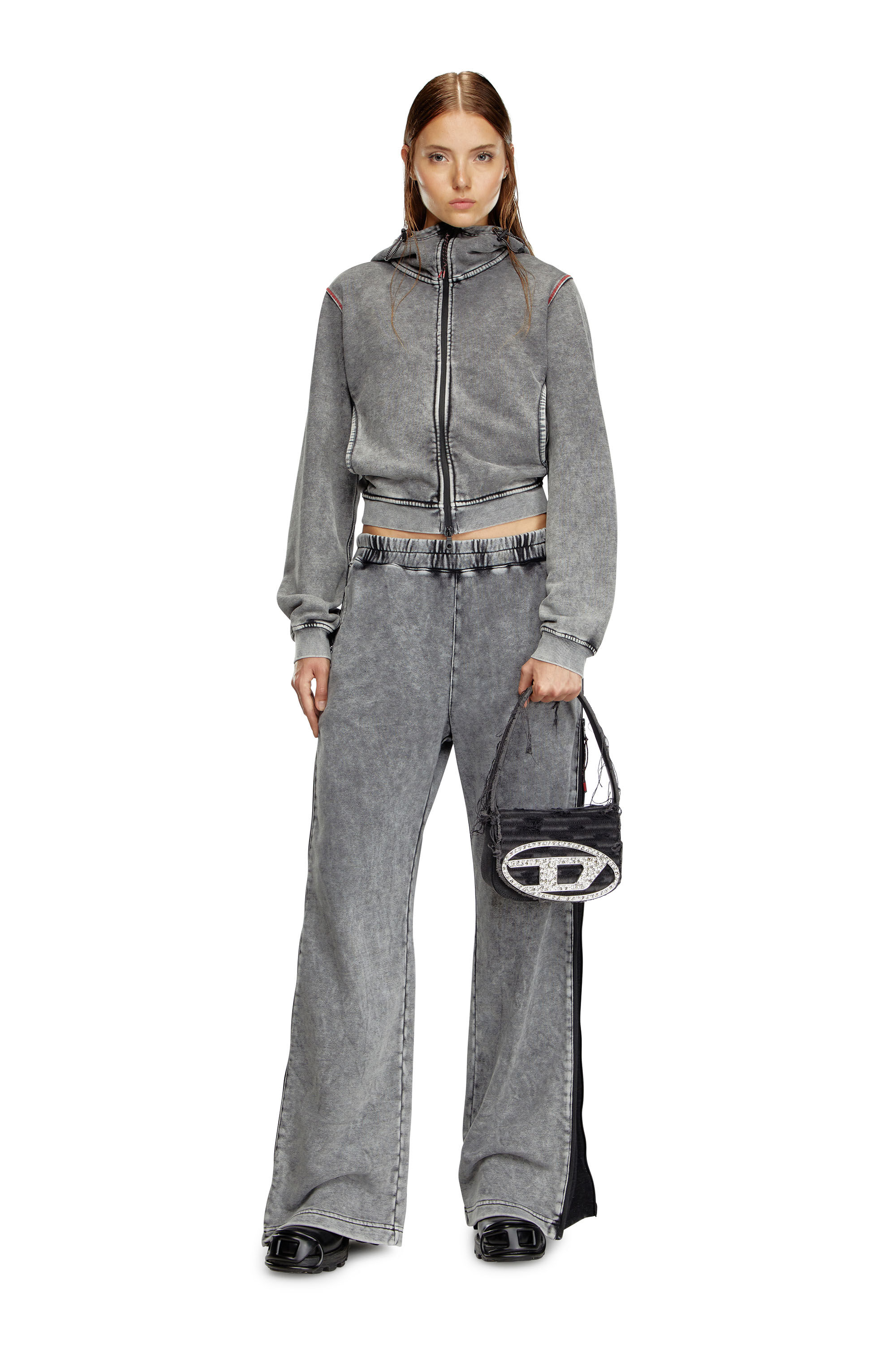 Diesel - 1DR, Damen 1DR-Ikonische Schultertasche aus Canvas und Leder in Schwarz - 6