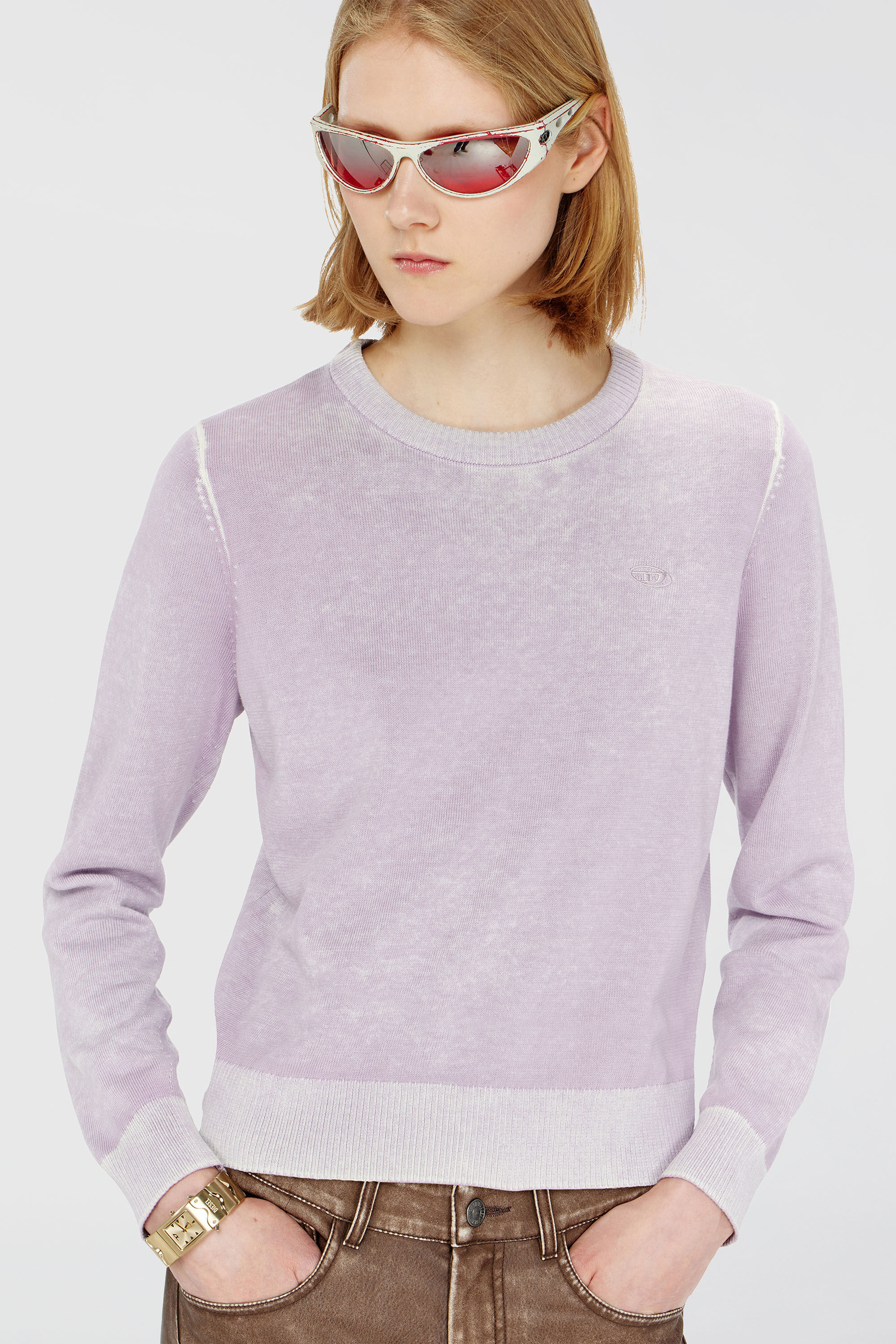 Diesel - M-LOVRE, Damen Pullover mit verblasstem R&uuml;ckendruck in Lila - 5