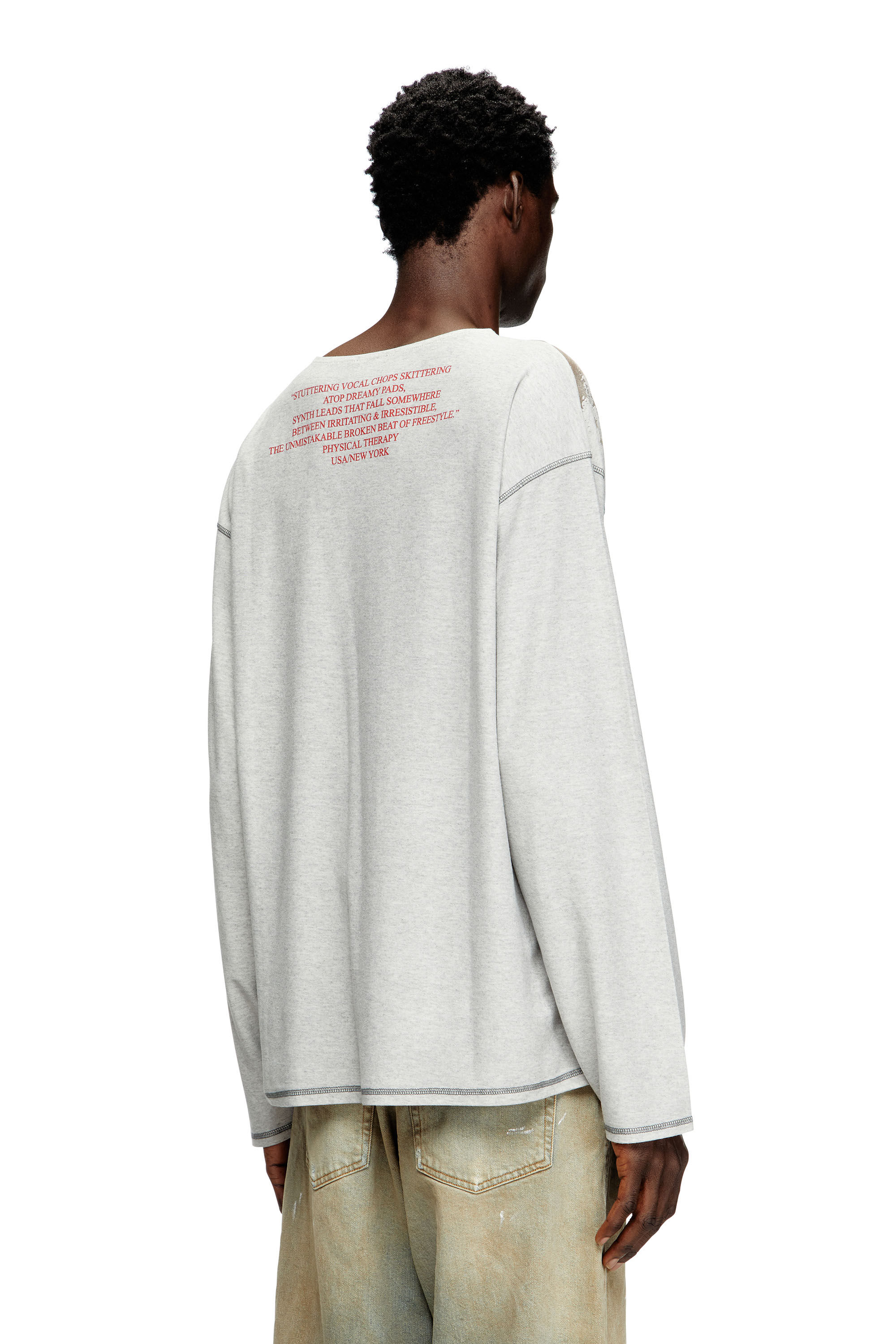 Diesel - T-JERRY-B, Unisex Langarm-T-Shirt mit Text-Print in Grau - 4