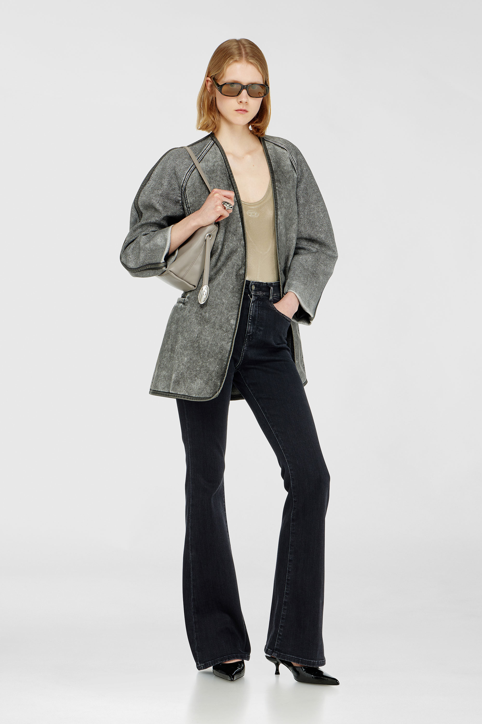 Diesel - G-ALAX, Damen Cardigan-Jacke mit Kokon&auml;rmeln in Grau - 1