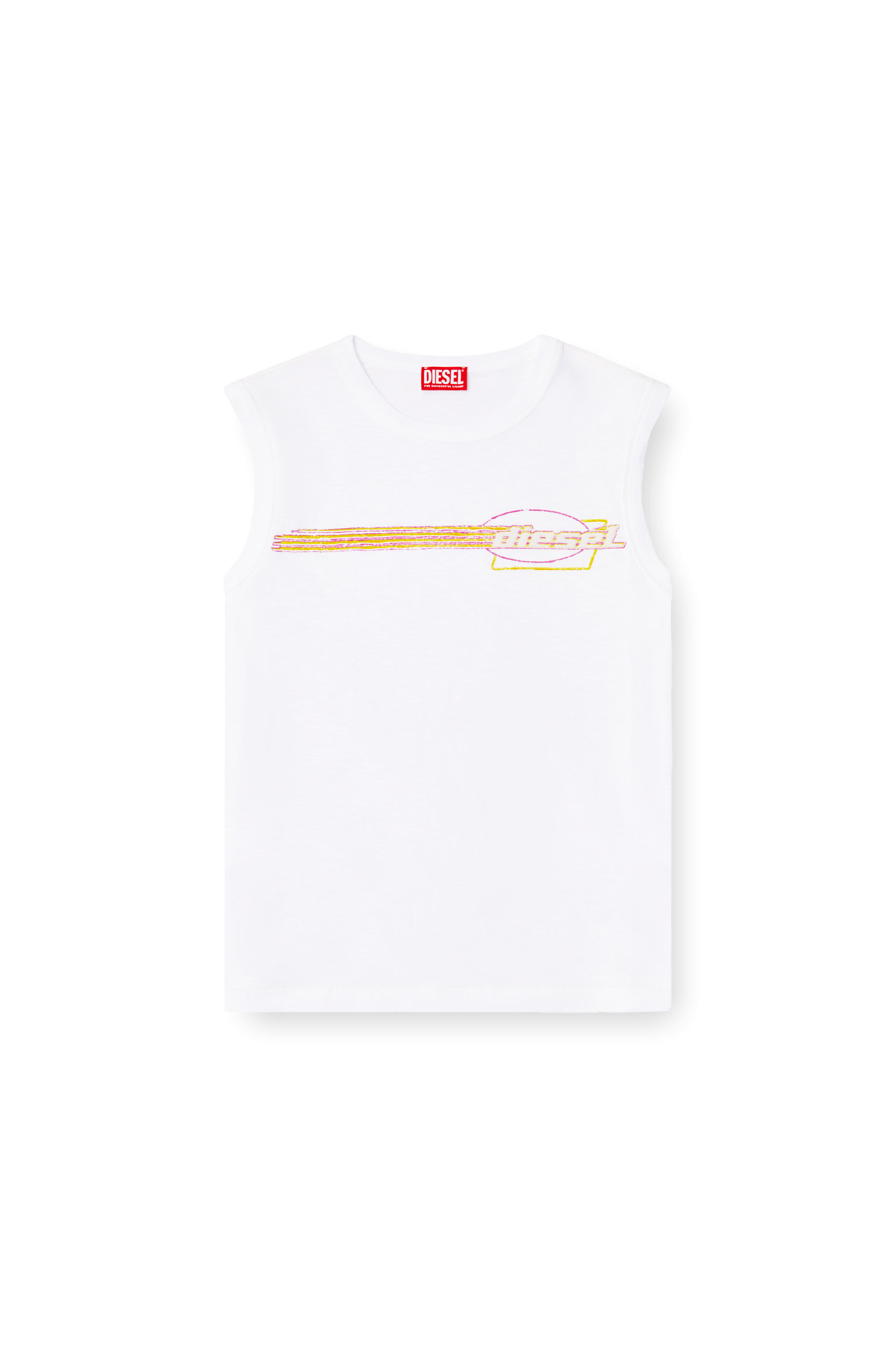 Diesel - T-BISCO-R3, Herren Grobes Tanktop mit beflocktem Logo-Print in Weiß - 2