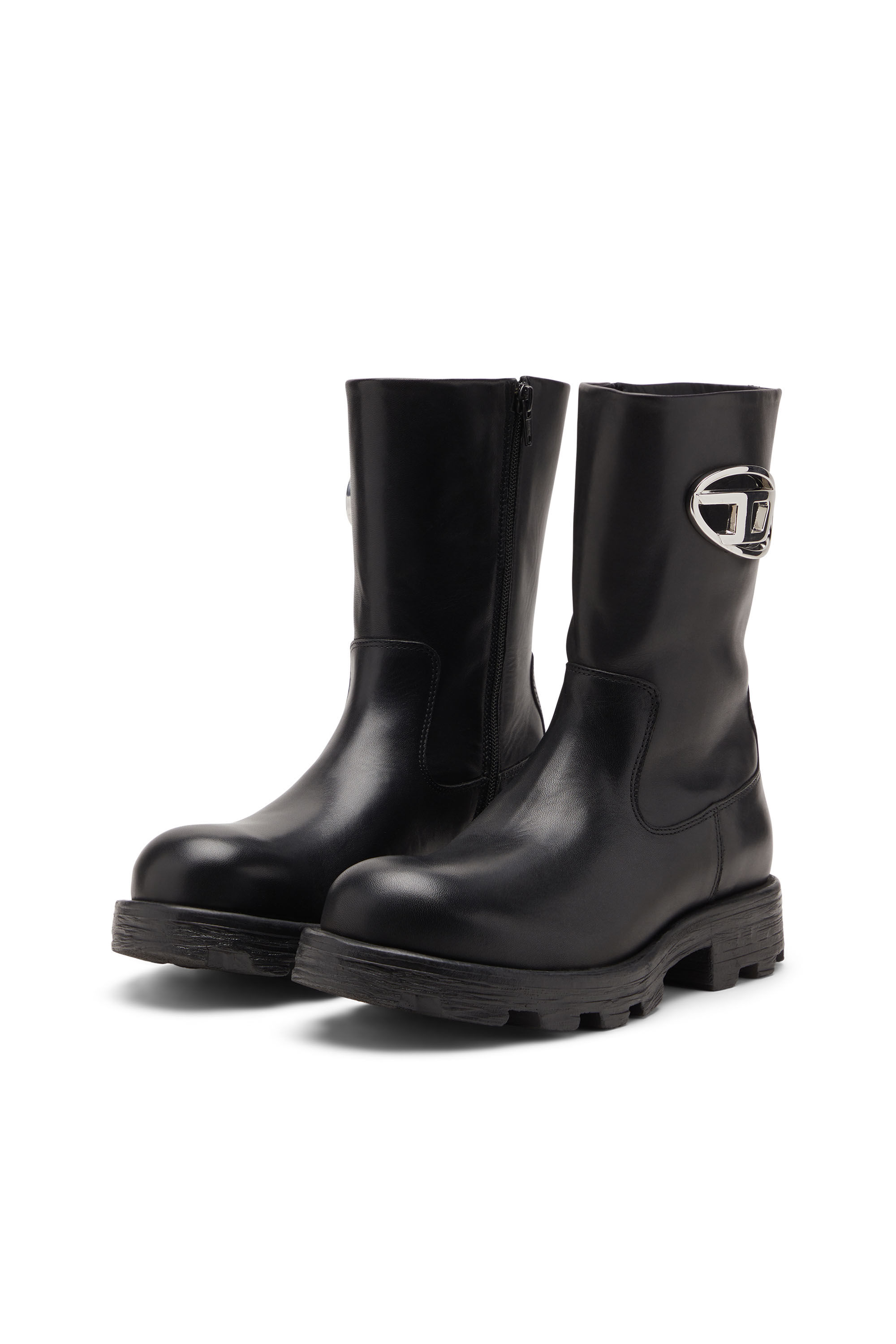 Diesel - D-HAMMER BKR D W, Damen D-Hammer-Bikerstiefel aus Hochglanzleder in null - 8