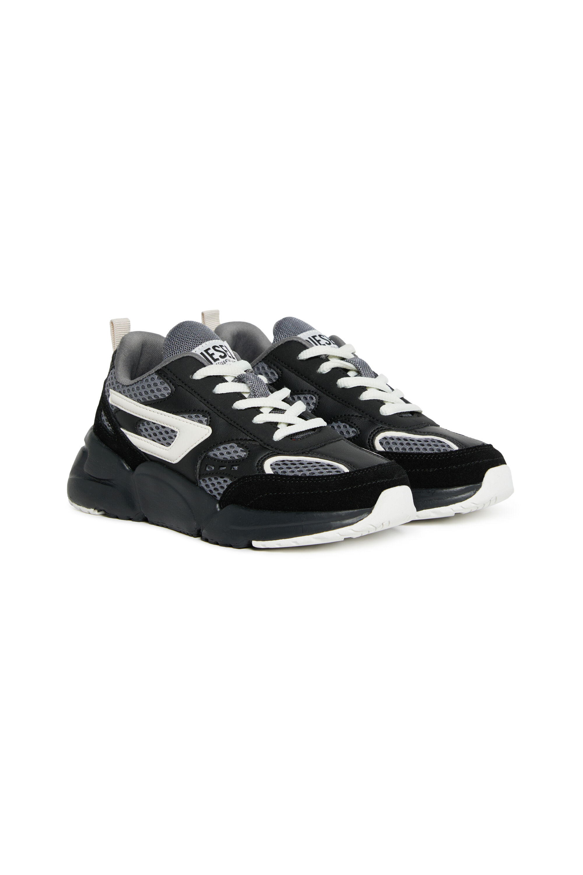 Diesel - S-MILLENIUM SPORT LC, Unisex Sneakers aus Mesh, Veloursleder und PU in Schwarz/Weiss - 2