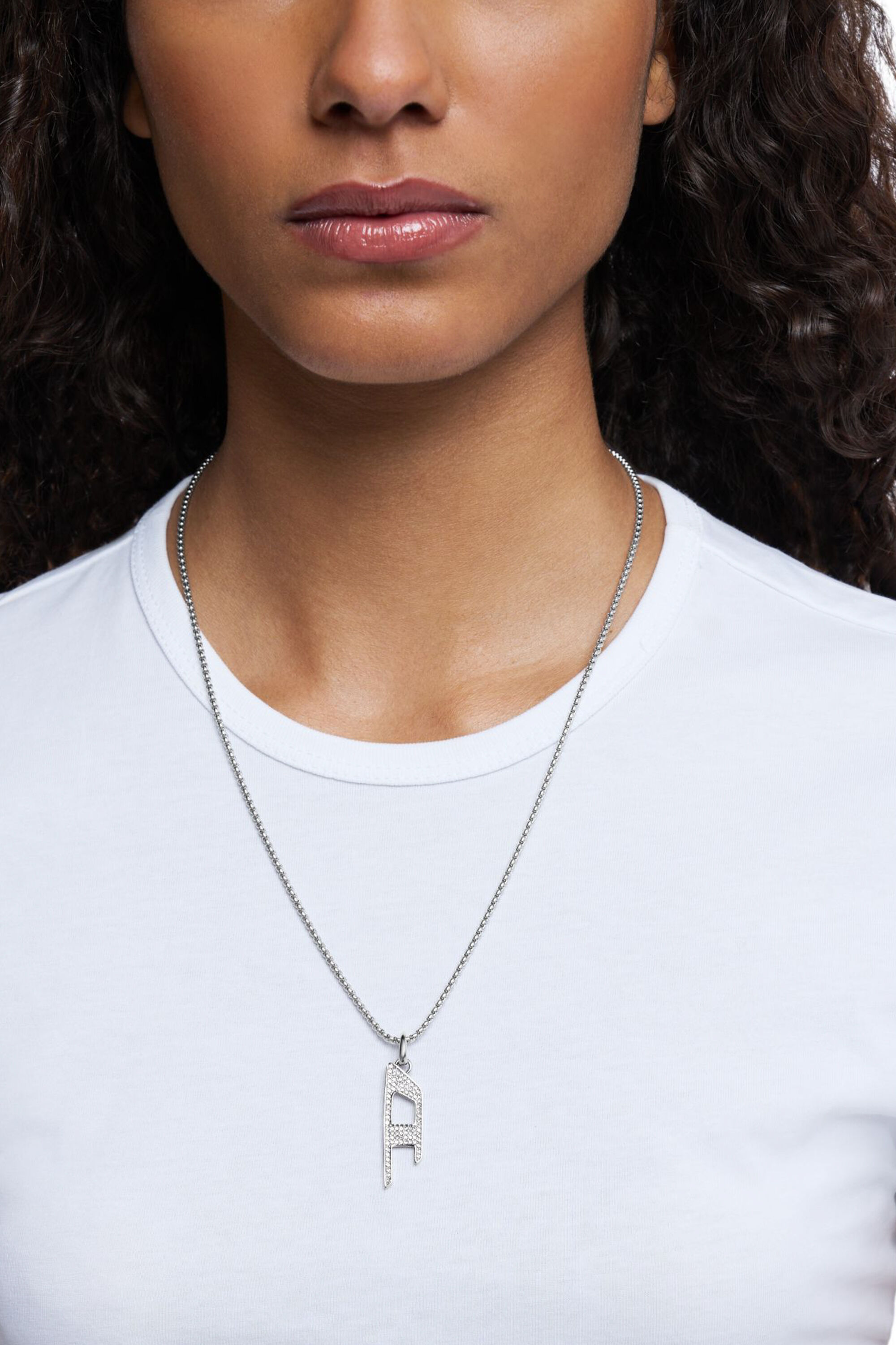 Diesel - DX1624040 JEWELLERY, Unisex Halskette mit Glitzeranhänger aus Edelstahl in Silber - 3