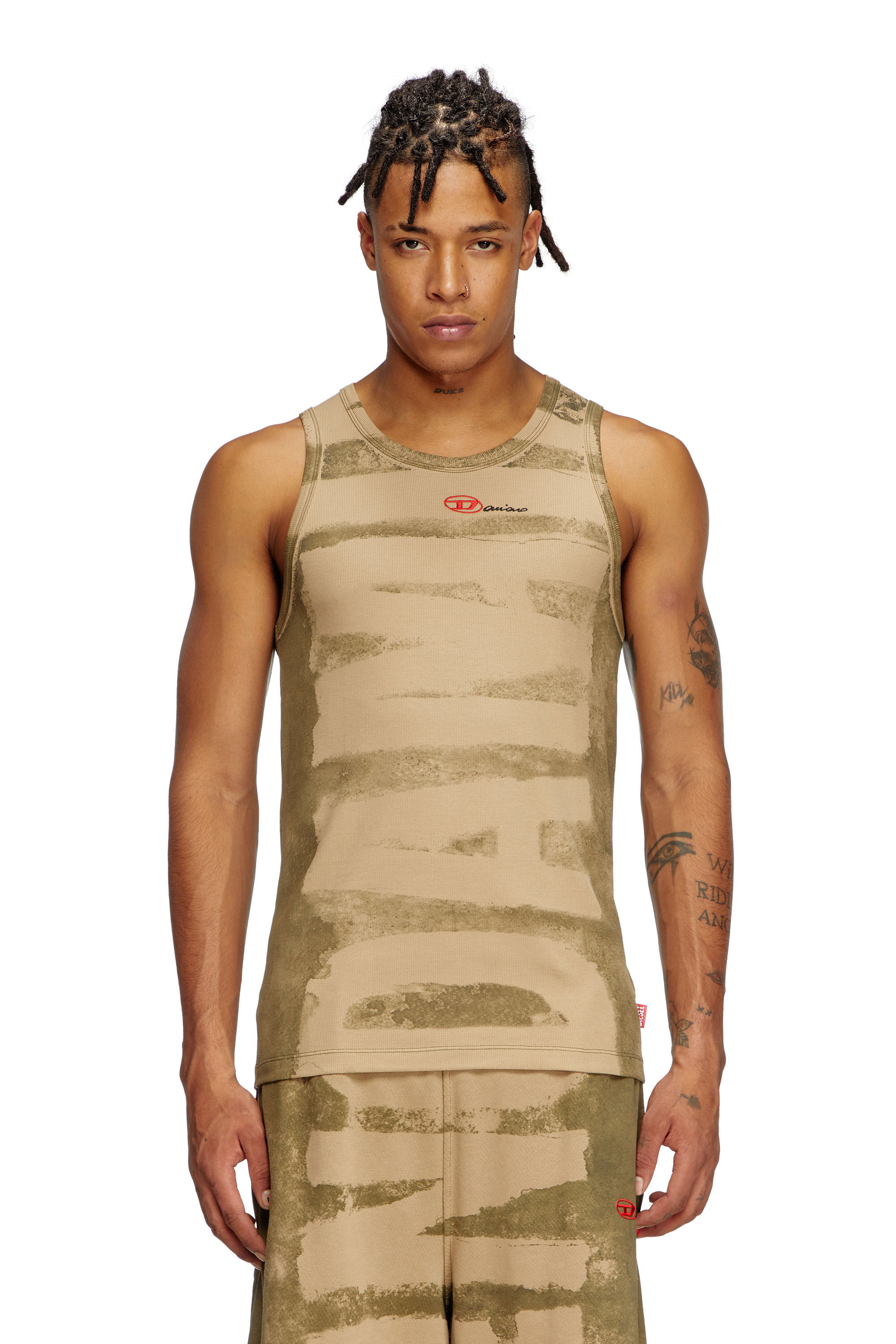 Diesel - T-LIFTY-BLEEDING-DD, Unisex Tanktop mit Damiano-Print in Grün - 3
