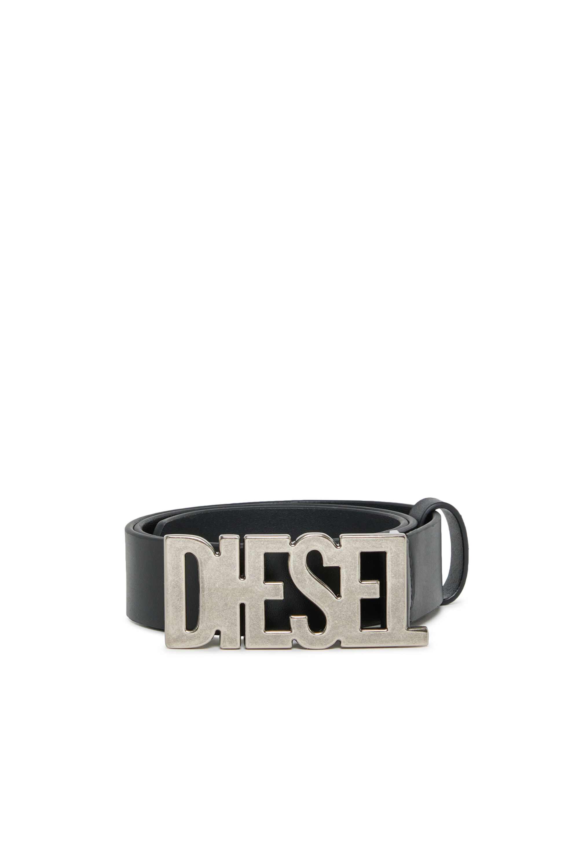 Diesel - BWR, Unisex 3 cm Lederg&uuml;rtel mit Diesel-Schlie&szlig;e in Schwarz - 1