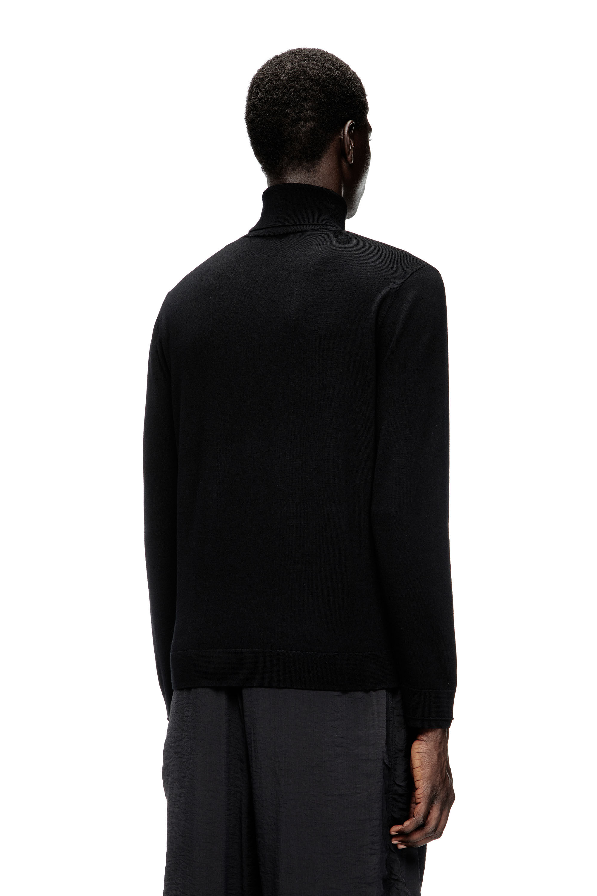 Diesel - K-VARTA, Herren Rollkragenpullover aus Wolle mit Cutout-Logo in Schwarz - 4