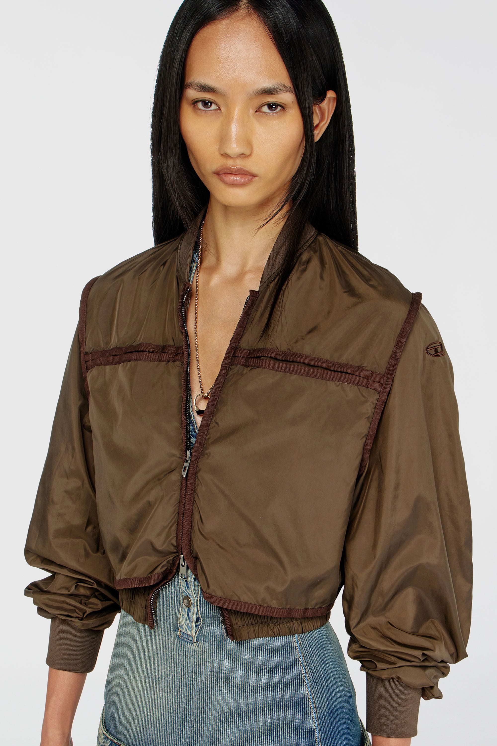 Diesel - G-OTHAM, Damen Nylonjacke mit tonalem Tape in Braun - 6