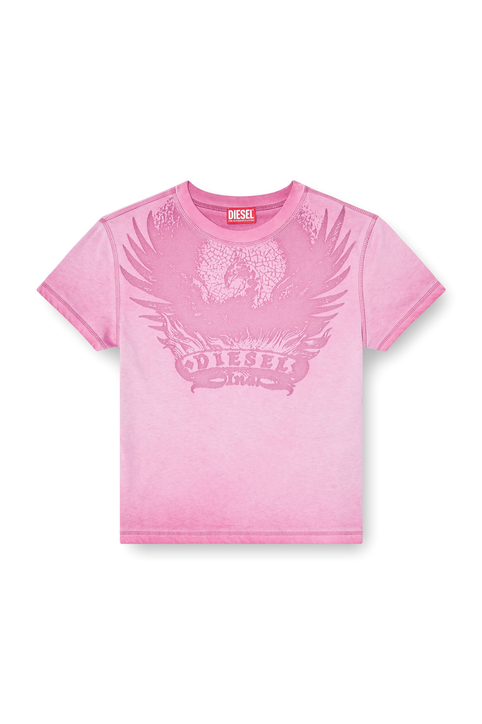 Diesel - T-ILA-AA7, Damen Slim T-shirt mit d&eacute;vor&eacute; Phoenix in Fuchsie - 2