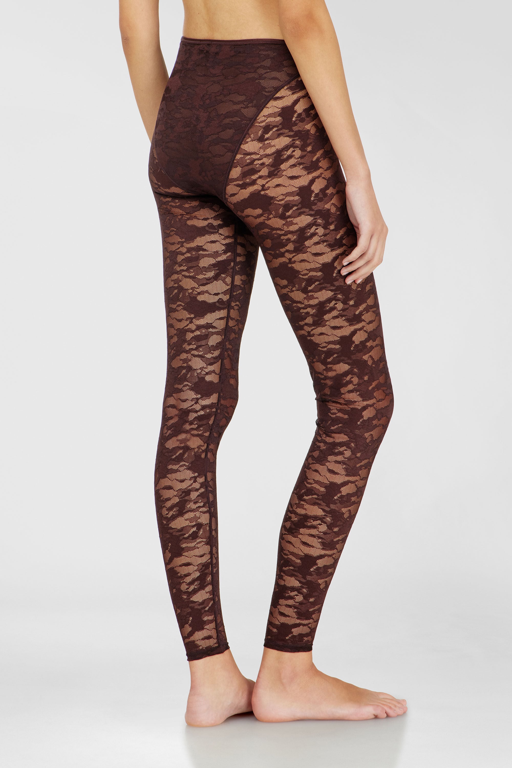 Diesel - HAYLEY-UTLT, Damen Leggings aus Nylon mit camouflage-Spitze in Dunkelbraun - 4