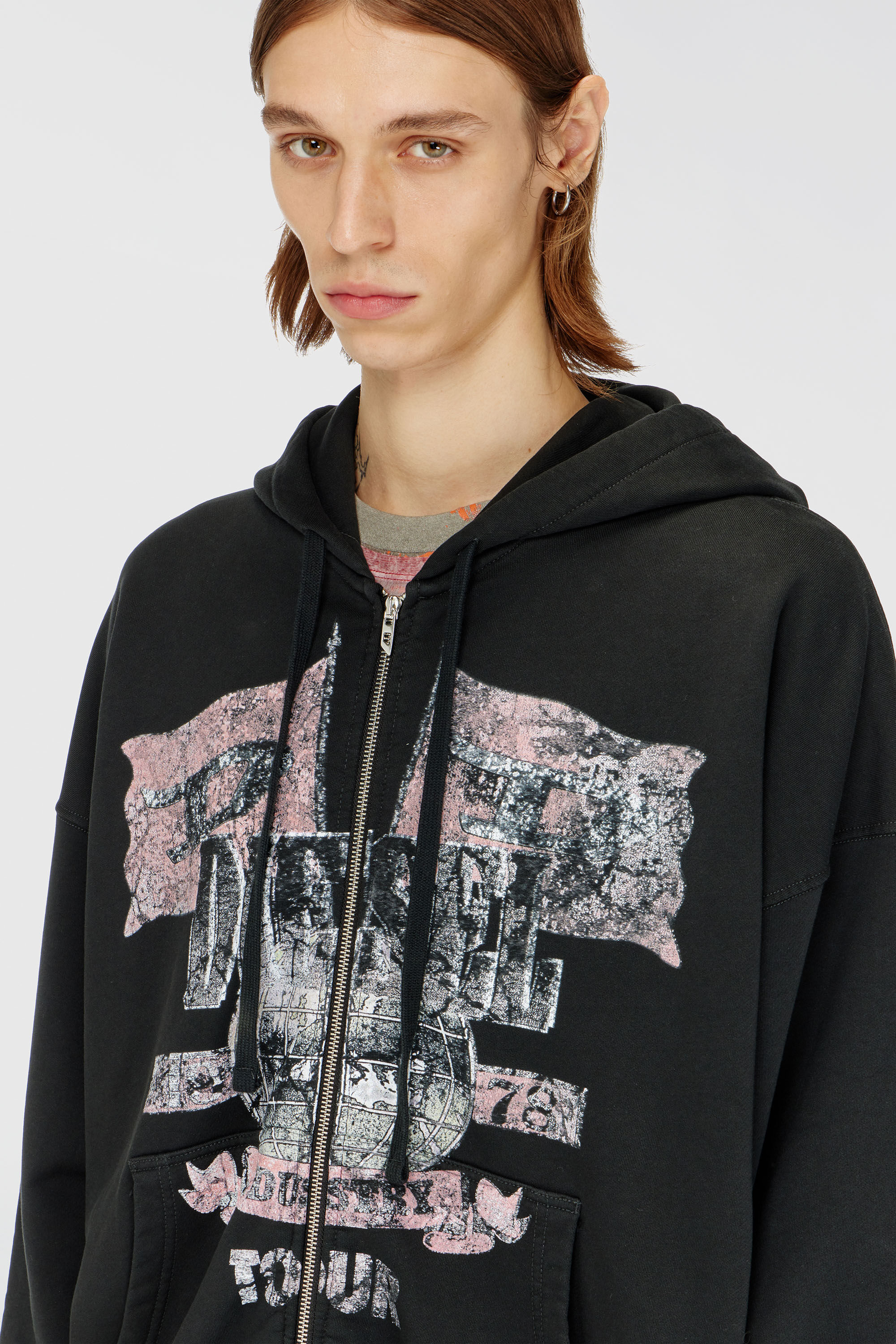 Diesel - S-WILL-ZIP, Herren Kapuzensweatjacke mit Konzertgrafiken und Rei&szlig;verschluss in null - 5