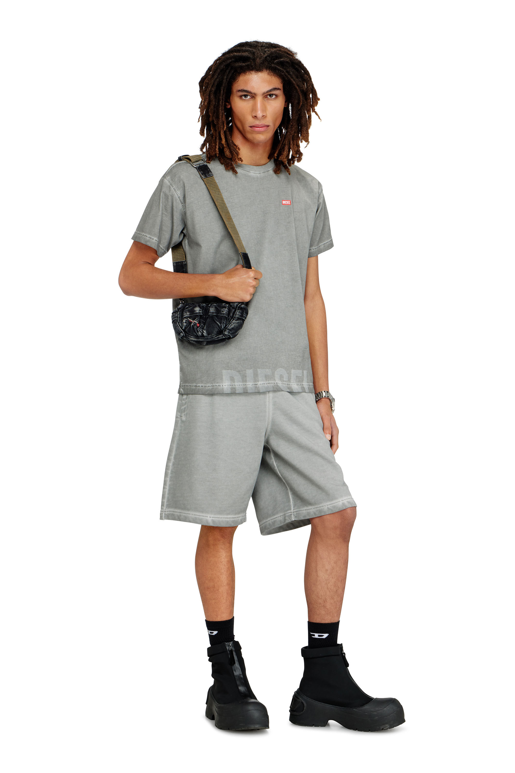 Diesel - MULTI-PKTS CROSSBODY XS X, Unisex Multi-Pkts &ndash; Kleine Tasche aus gewaschenem Denim in Dunkelgrau - 6