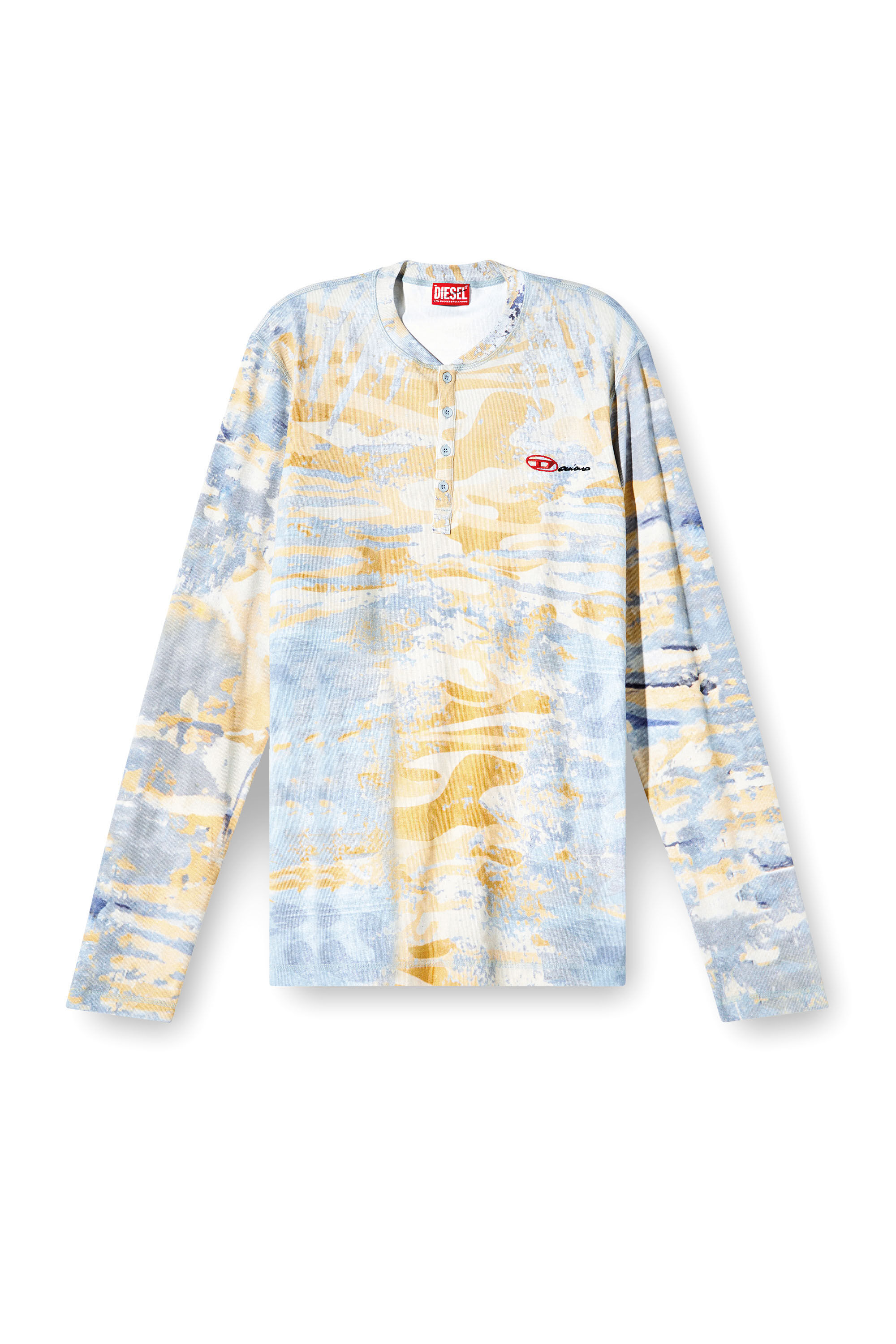 Diesel - T-JUSER-DD, Unisex Henley-Top im Camouflage-Print in Blau/Gelb - 2