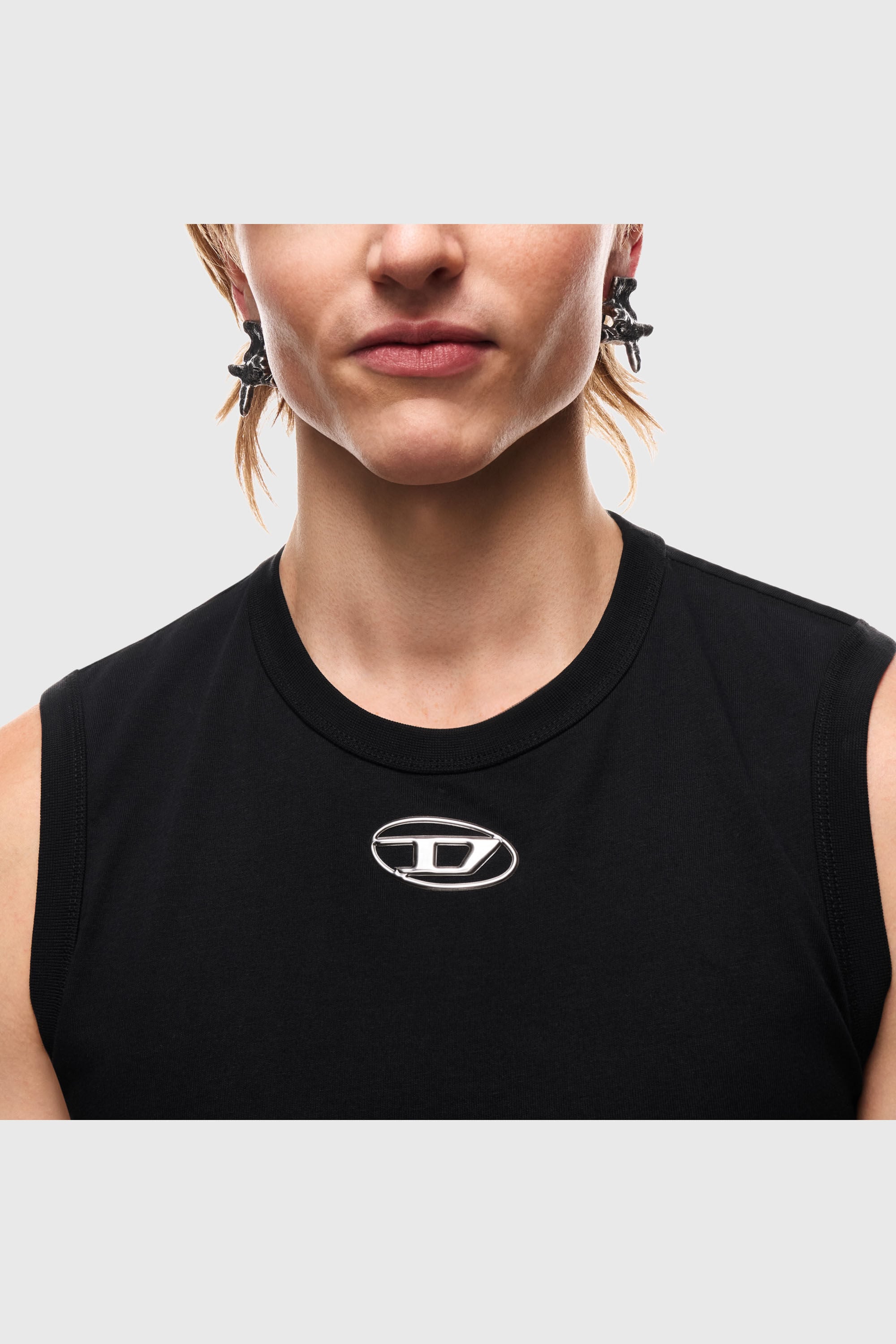 Diesel - DX1710040 JEWELLERY, Unisex Ohrstecker in silberfarben mit Nieten in Dunkelgrau - 5