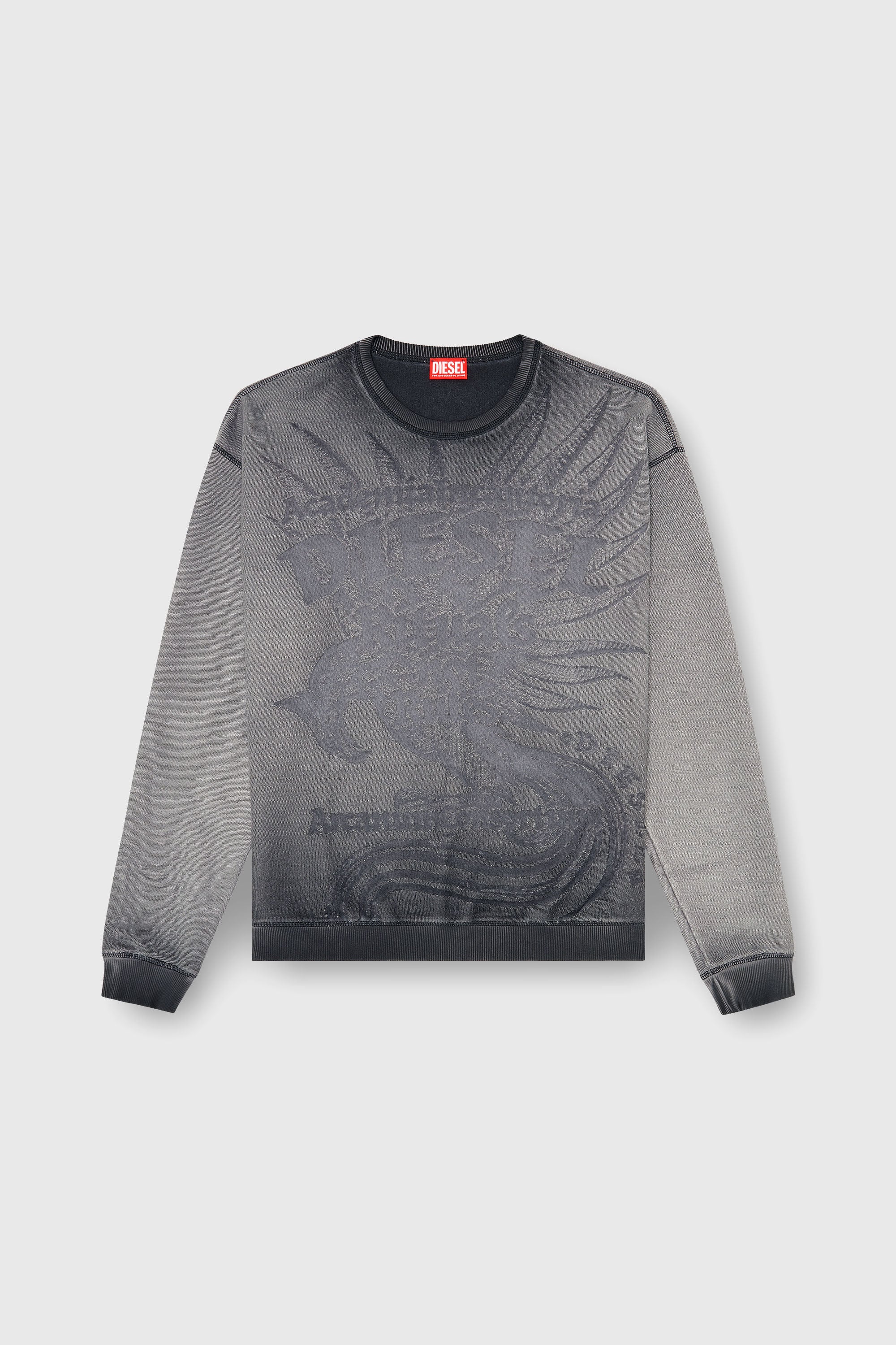 Diesel - S-ARON-RAW, Herren Sweatshirt mit d&eacute;vor&eacute;-Print in Dunkelgrau - 2