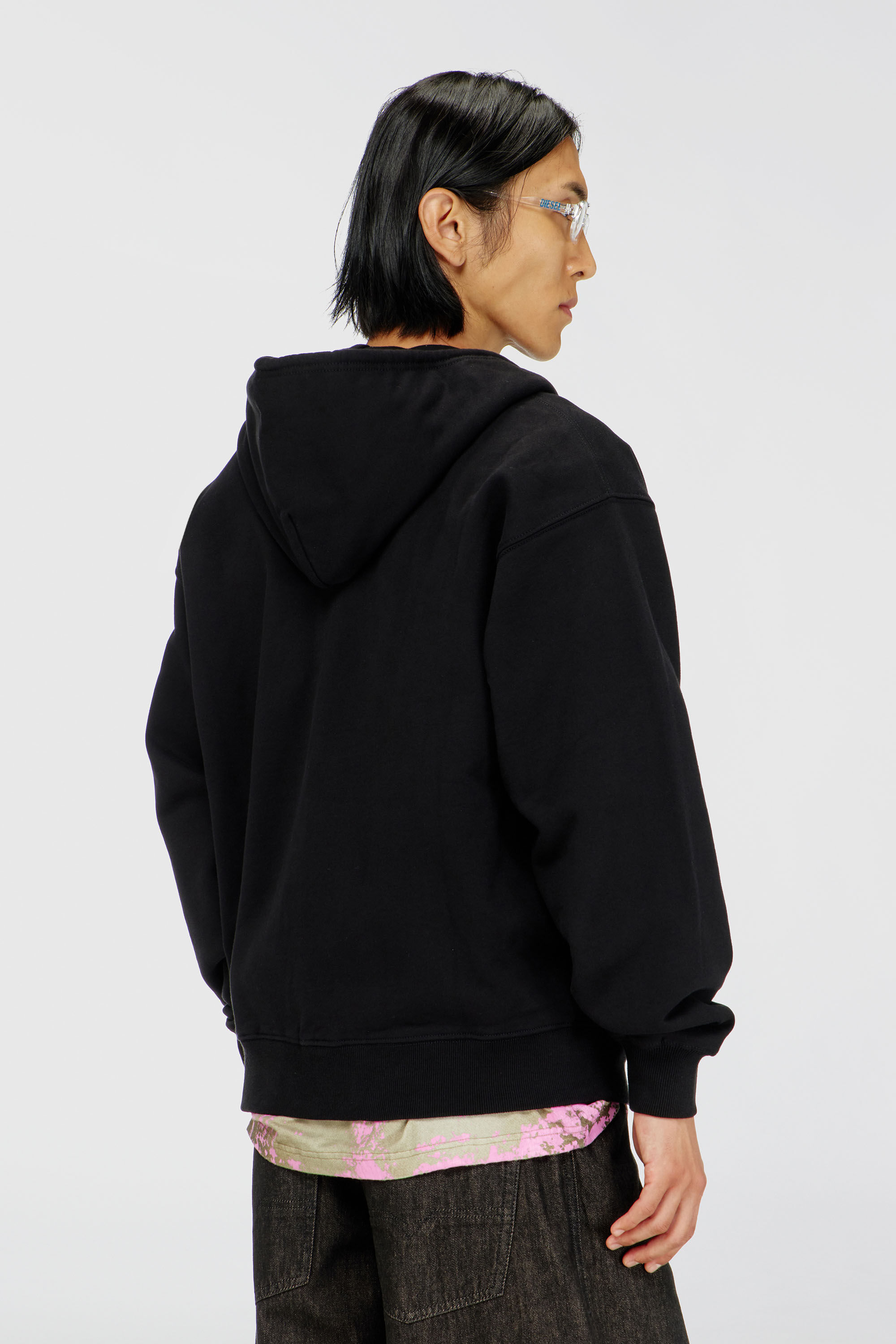 Diesel - S-LUK-HZ-T92, Herren Hoodie aus Baumwolle mit tonalem Oval D Logo-Stickerei in Schwarz - 4