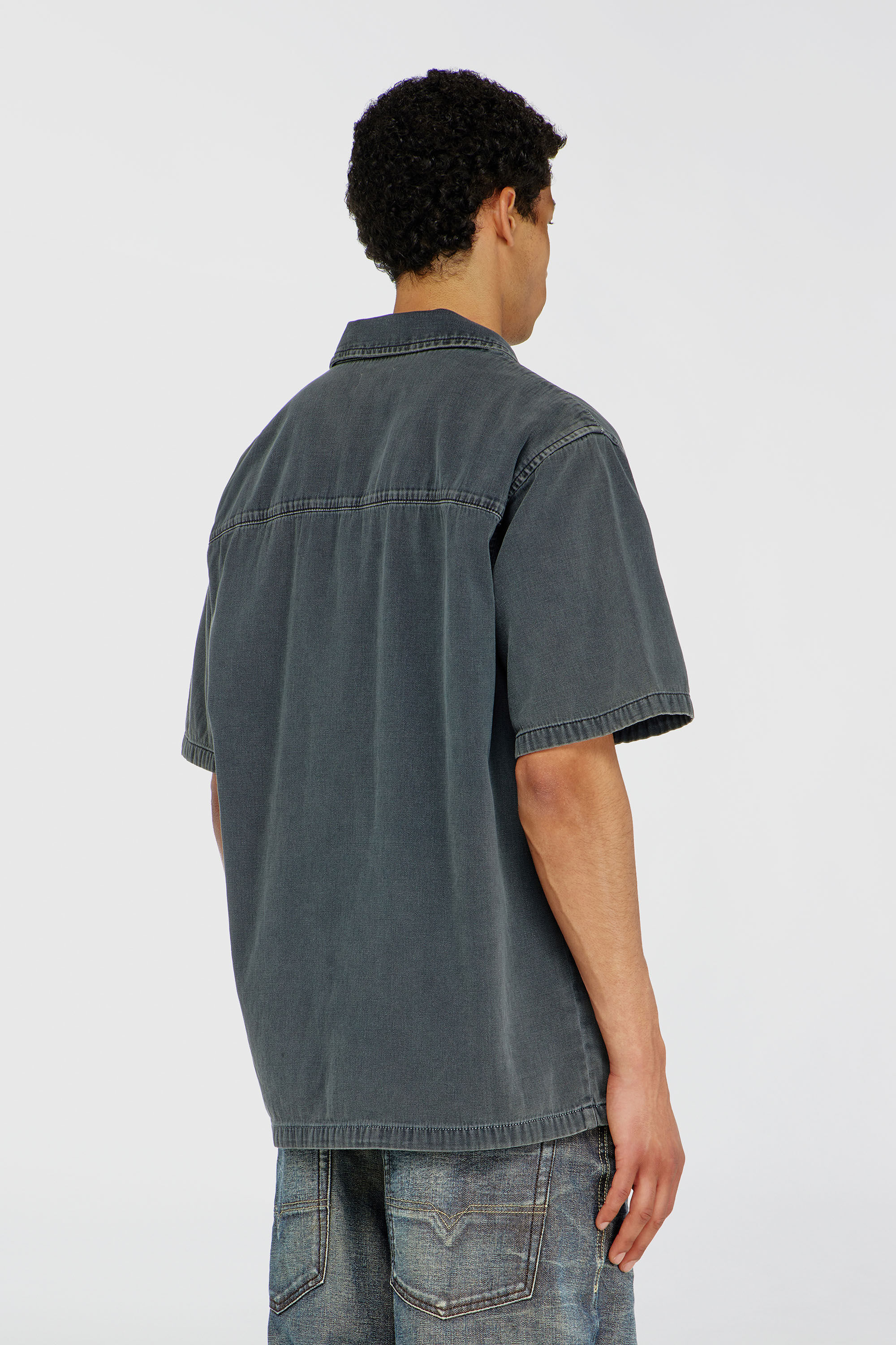 Diesel - D-NABIL-P, Herren Bowling-Hemd aus farbigem denim in Dunkelgrau - 4