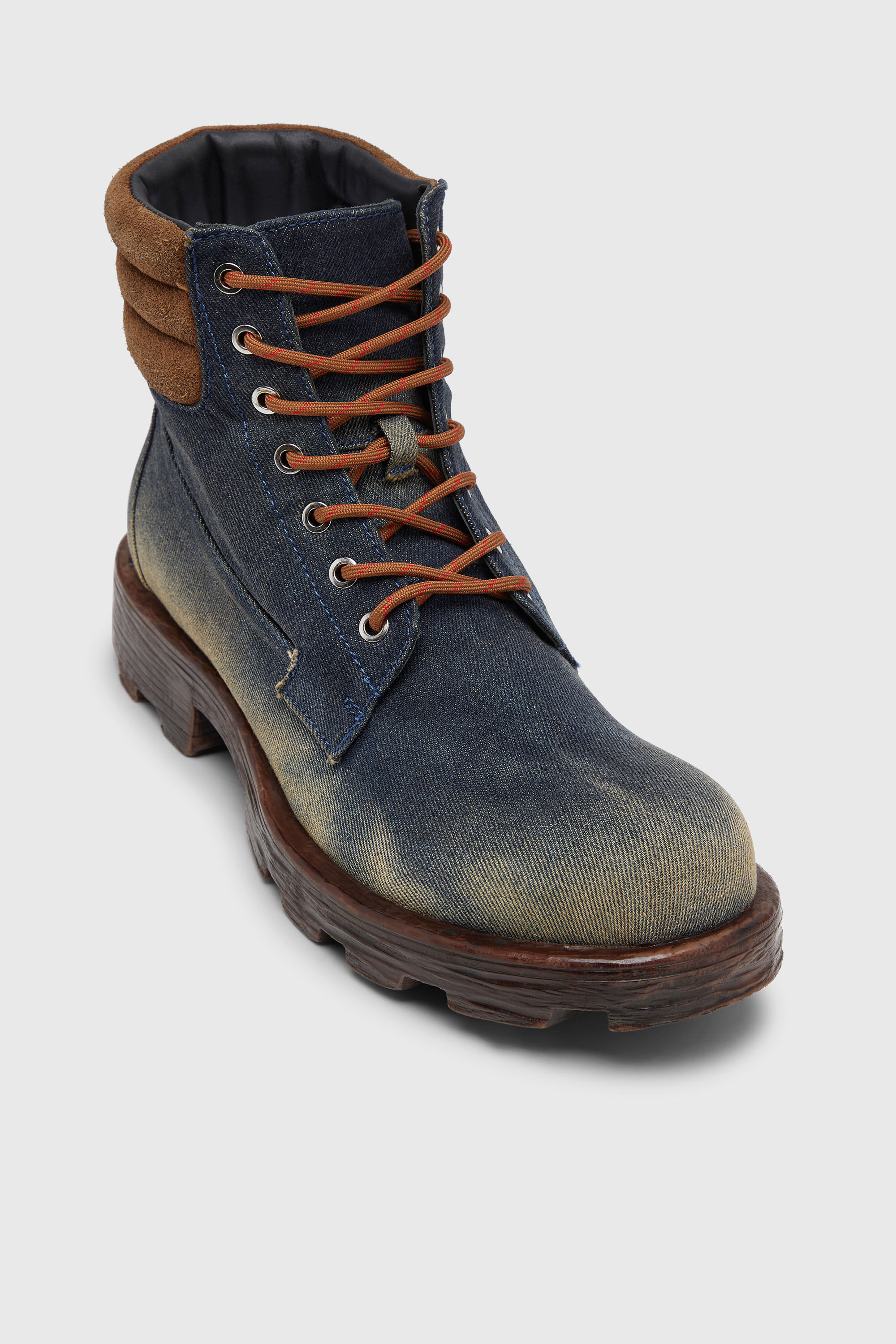 Diesel - D-HAMMER LACE UP, Herren D-Hammer-Kampfstiefel aus Denim und Veloursleder in Dunkelblau - 6